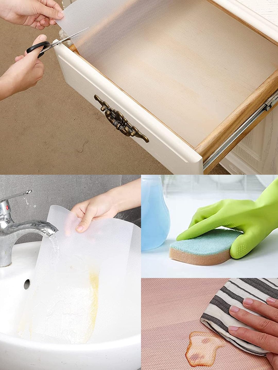 TIED RIBBONS Shelf Liner Anti Slip Skid Resistant Grip EVA Mat (1 Roll, 45 cm x 300 cm, White) for Wardobe Kitchen Bathroom Shelves Drawer Fridge Cupboard Dining Table Place Mat