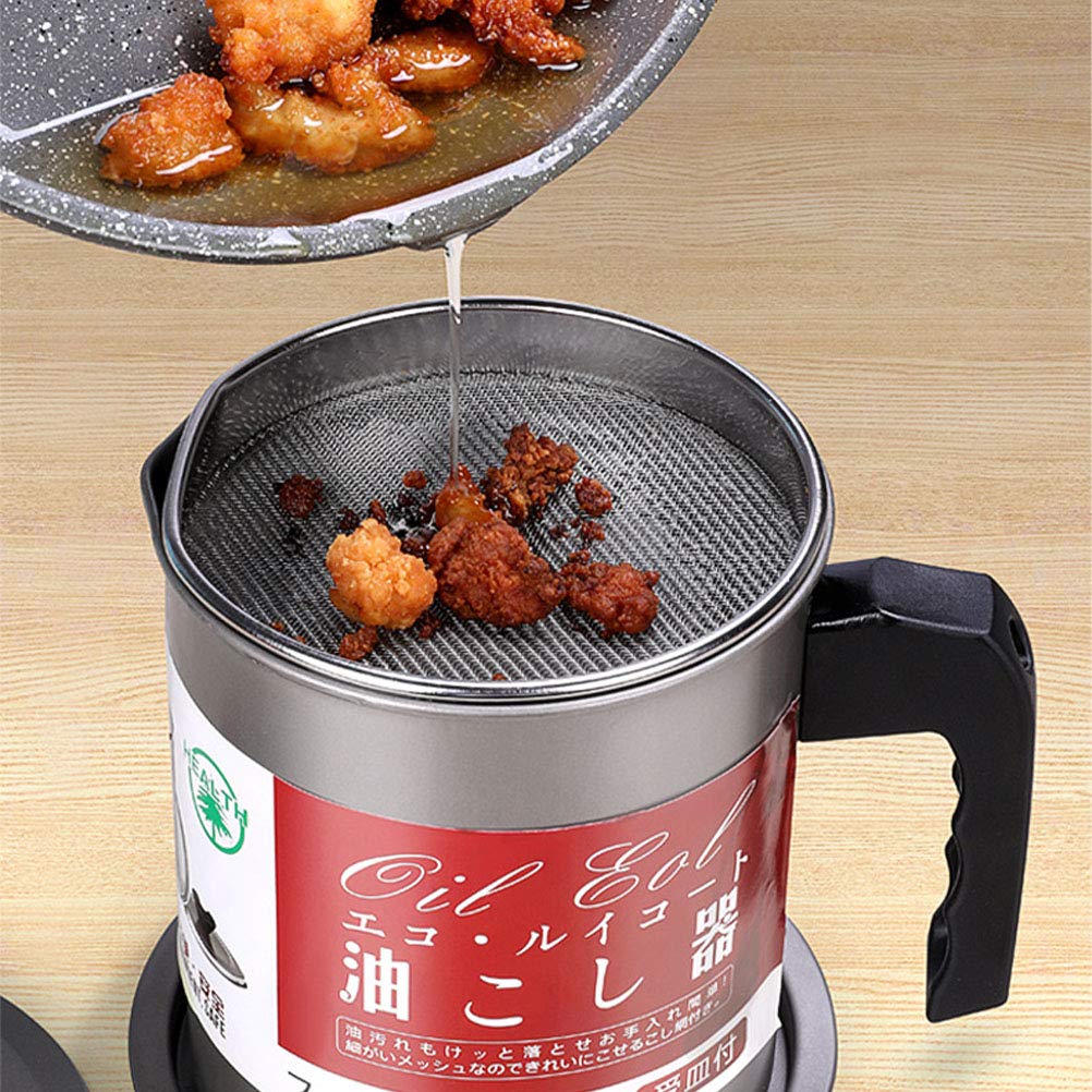 1.7L Oil Storage Grease Keeper with Filter, Oil Storage Filter, Food Oil Strainers,Grease Container