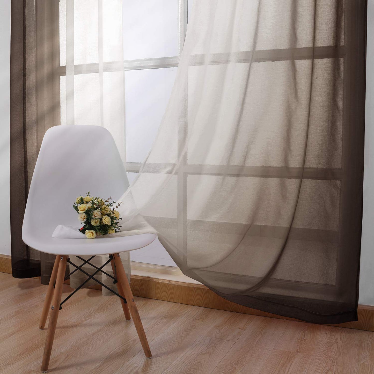 Modern Design Voile chiffon Curtains - Gradient colours- steel Grommets - 2 pieces - for living rooms and bedrooms