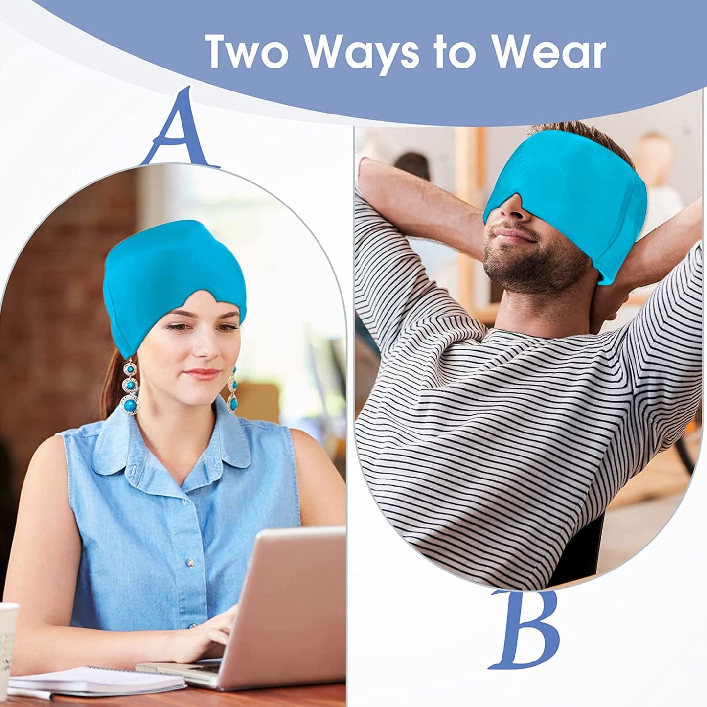 YDMAJF Migraine Mask, Cooling Mask, Headache, Gel Cooling Hat, Reusable Migraine Hat, Headache Relief Cap, Relief Cap, Headache Mask for Relieving Migraines / Headaches