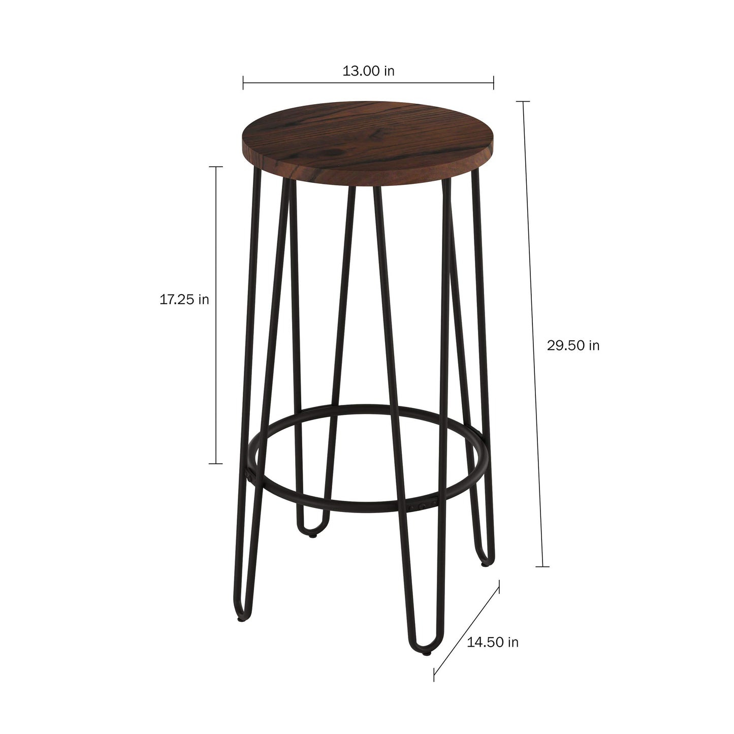 Bar Height Stools-Backless Barstools with Hairpin Legs Wood Seat-Kitchen or Dining Room- Modern Farmhouse Accent Furniture (Set of 2)