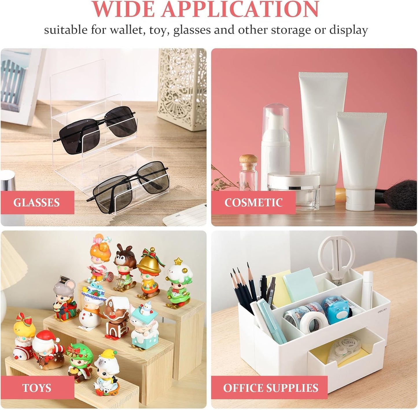 Acrylic Display Stand, 4-Tier Clear Shelf for Perfume, Purse, Cologne, Jewelry, and Collectibles, Desktop Acrylic Riser Rack for Retail or Home Use, 16 x 15.5 x 10 cm, Clear