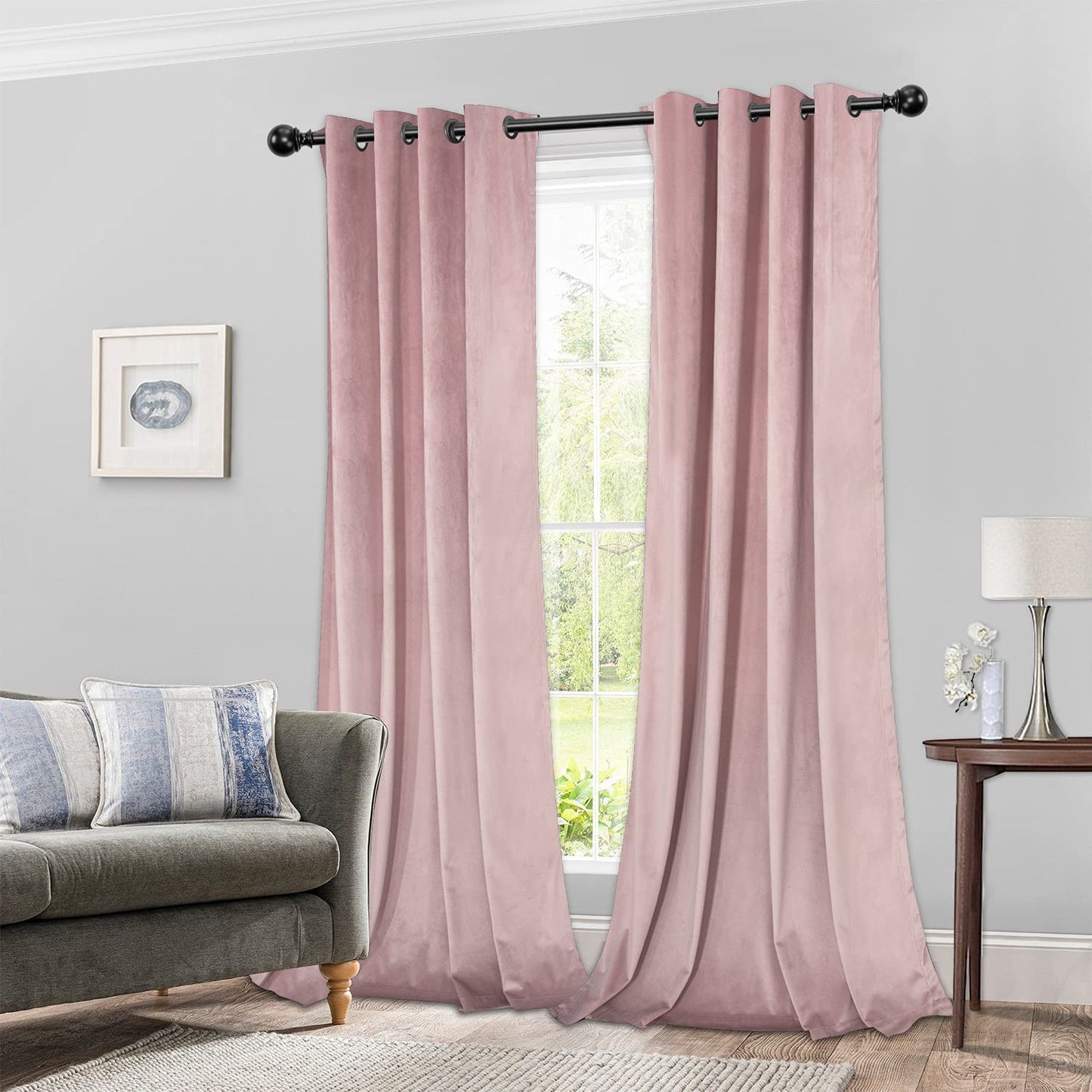 Elegant Velvet Curtains - Thermal Insulated Curtains for Living Room,steel Grommets - Light Blocking Shades - 2 panels