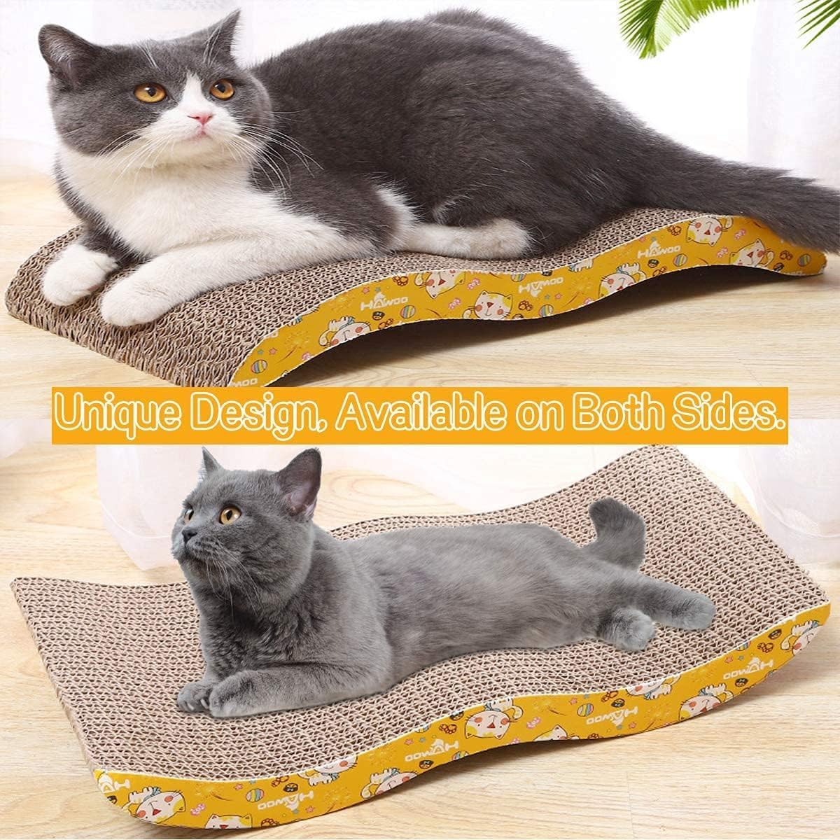Cat Scratching Board - Reversible Corrugated Cardboard Cat Scratcher Pad with Catnip, Durable Lounge & Couch Protector for Indoor Cats