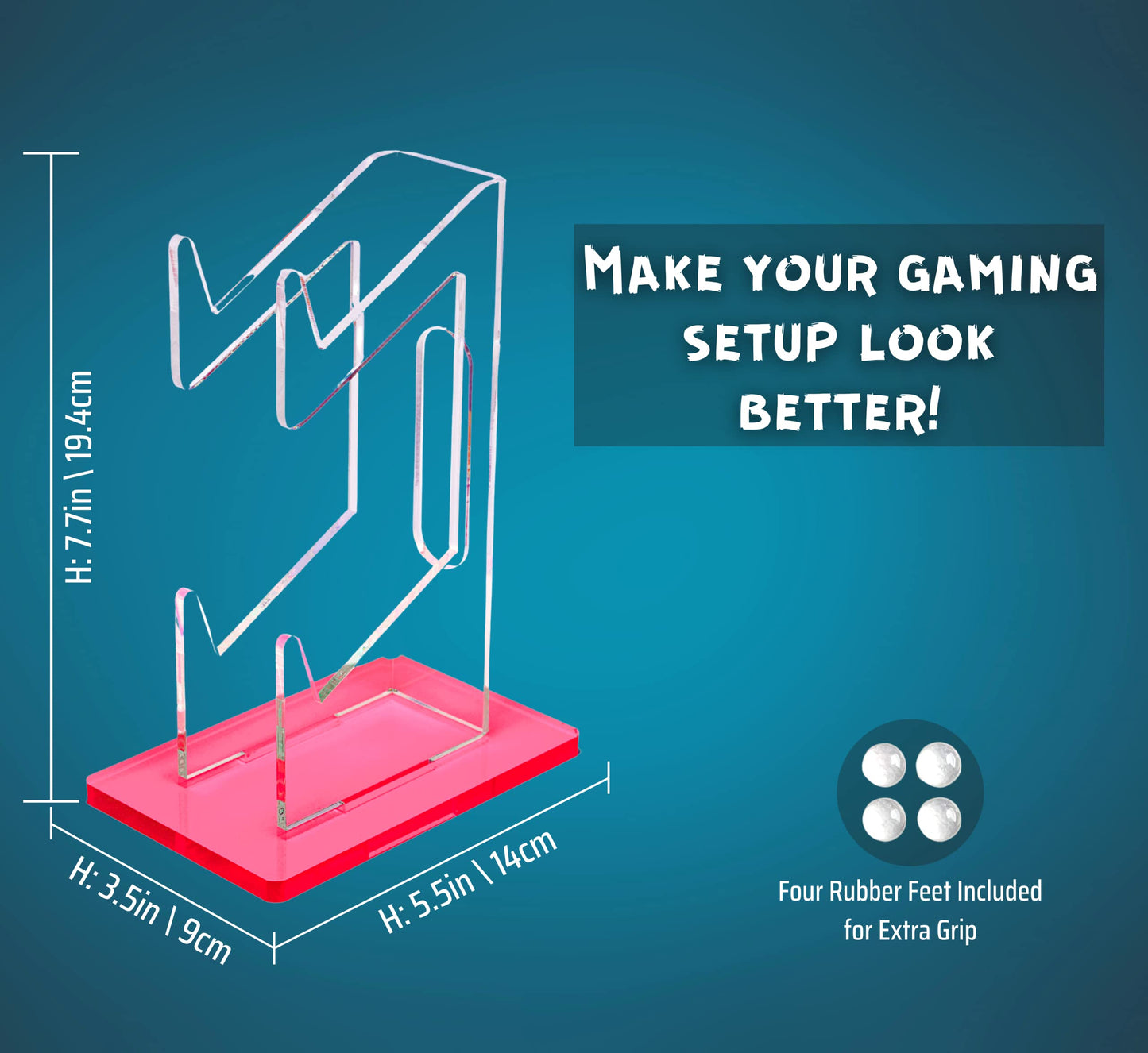 Universal Dual Controller Holder and Desk Organizer, Sturdy Gaming Stand, Stylish Headset and Gamepad Mount for a Tidy Gaming Setup (Pink)