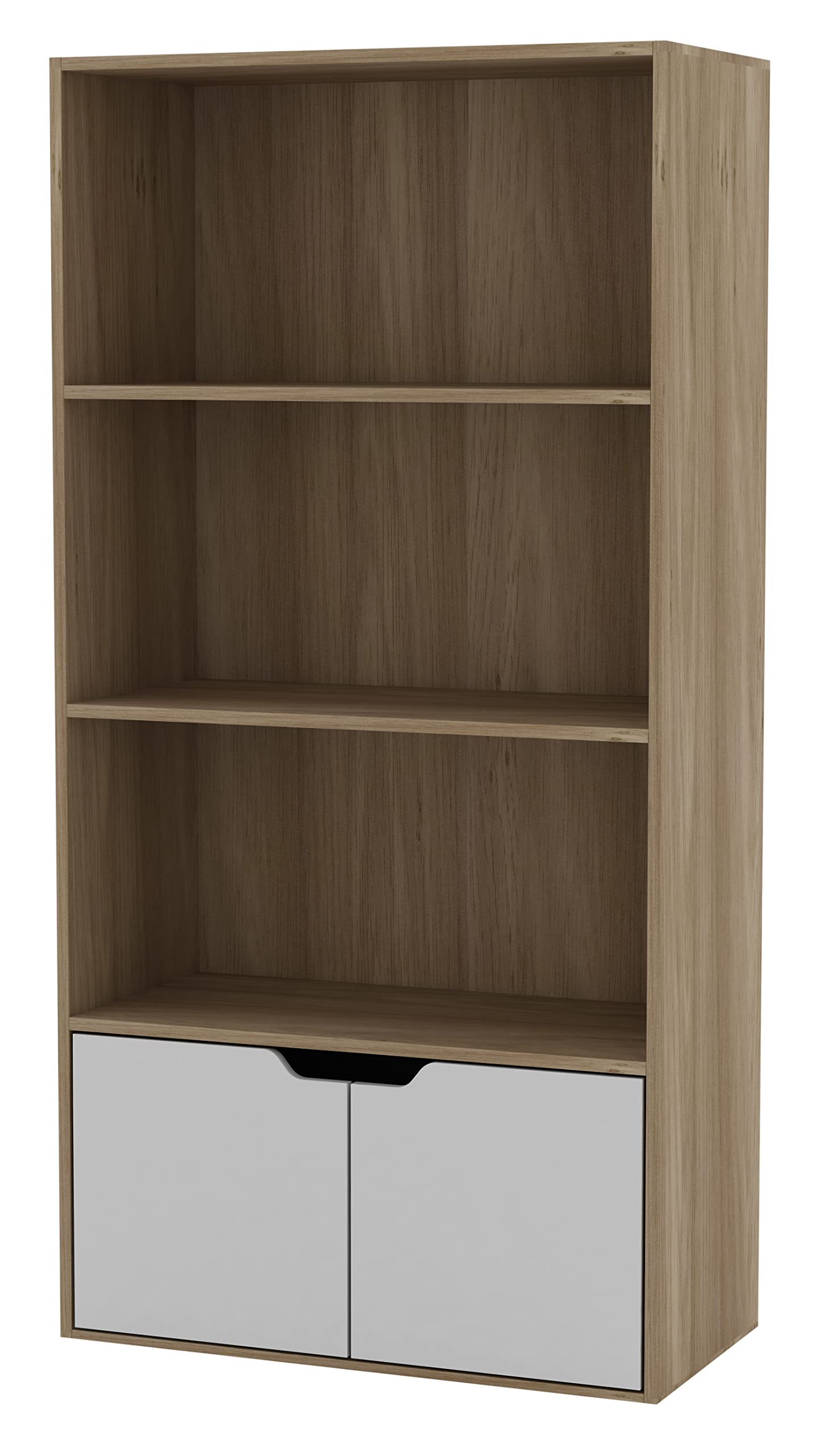 5-Tier Wall Shelf Unit in Pine, Narrow Vertical Column Floating Storage, 30" Tall Tower Design Utility Shelf for Bedroom & Living Room, Smooth Laminate Finish