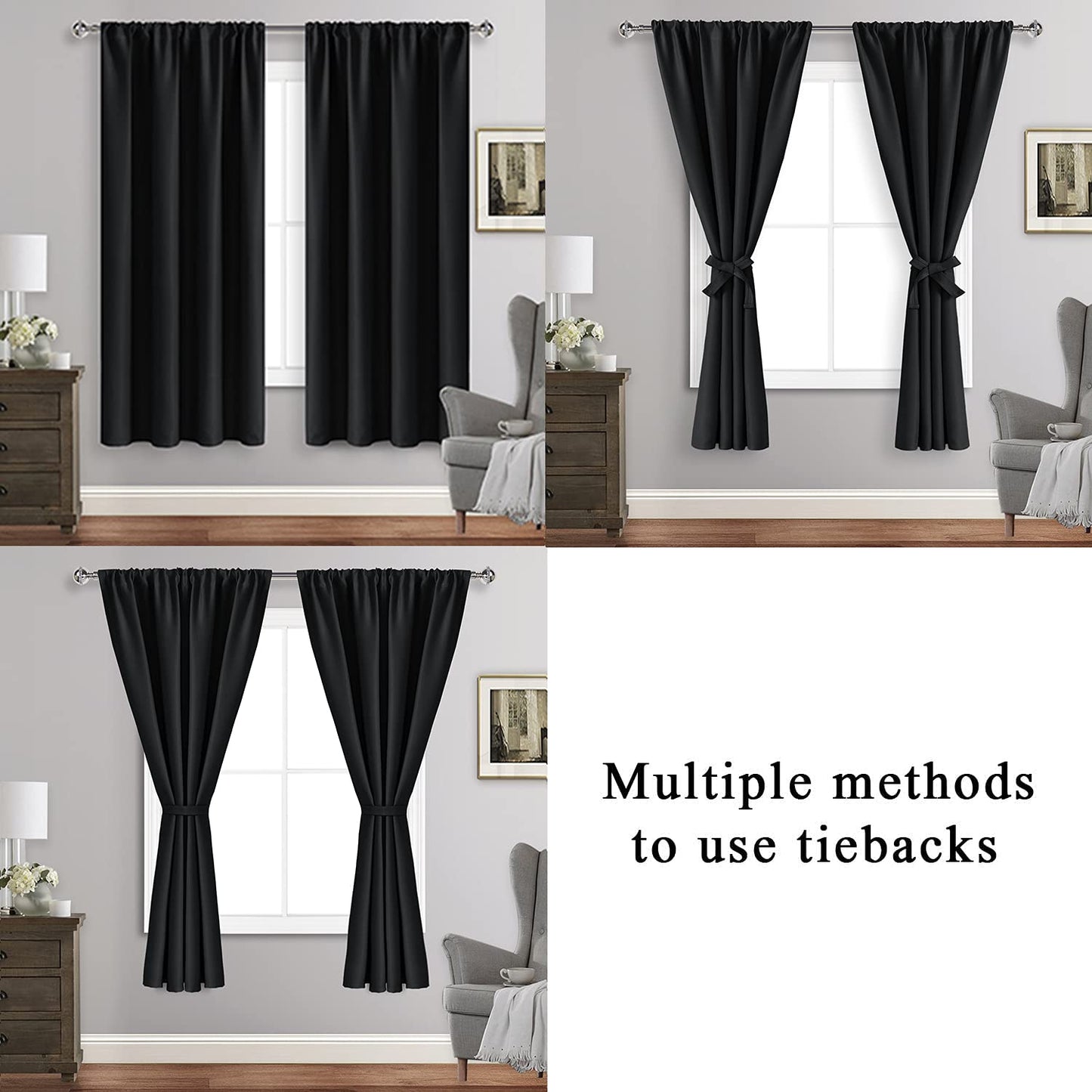 Blackout Curtains for Bedroom - Thermal Insulated Room Darkening Noise Reducing- cover pocket design - 1 panel with tie-pack