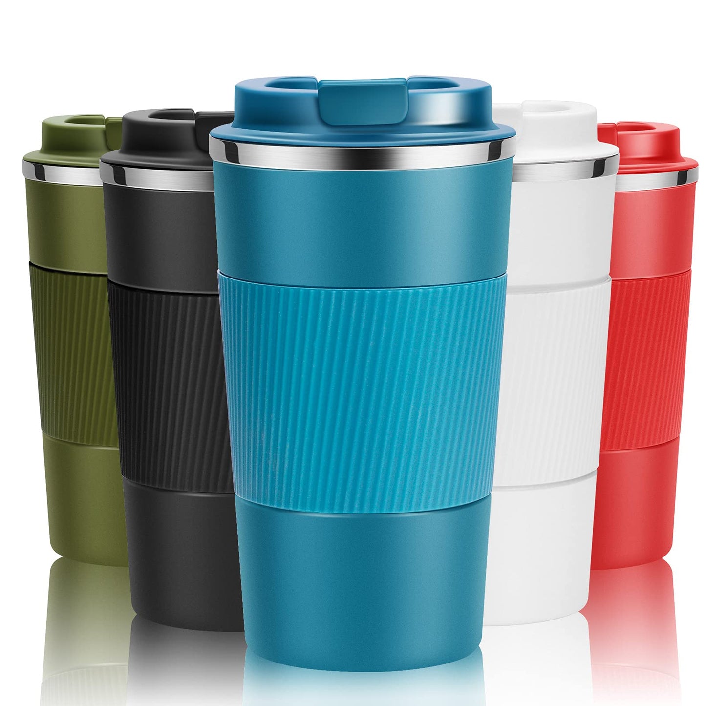 Reusable Travel Coffee Mug 510ml, Double-Walled Insulated Stainless Steel Cup with Leakproof Lid, Eco-Friendly Portable Tumbler for Hot and Cold Drinks, BPA-Free