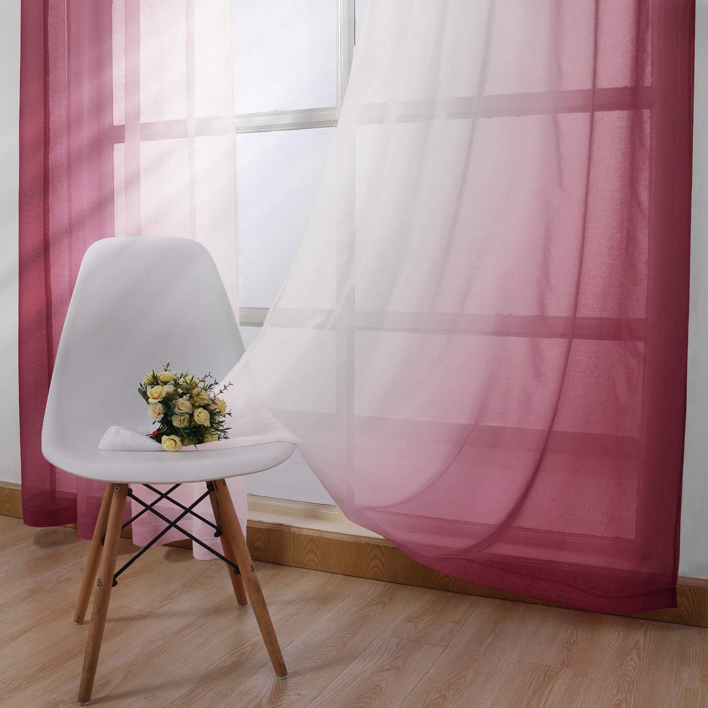 Modern Design Voile chiffon Curtains - Gradient colours- steel Grommets - 2 pieces - for living rooms and bedrooms
