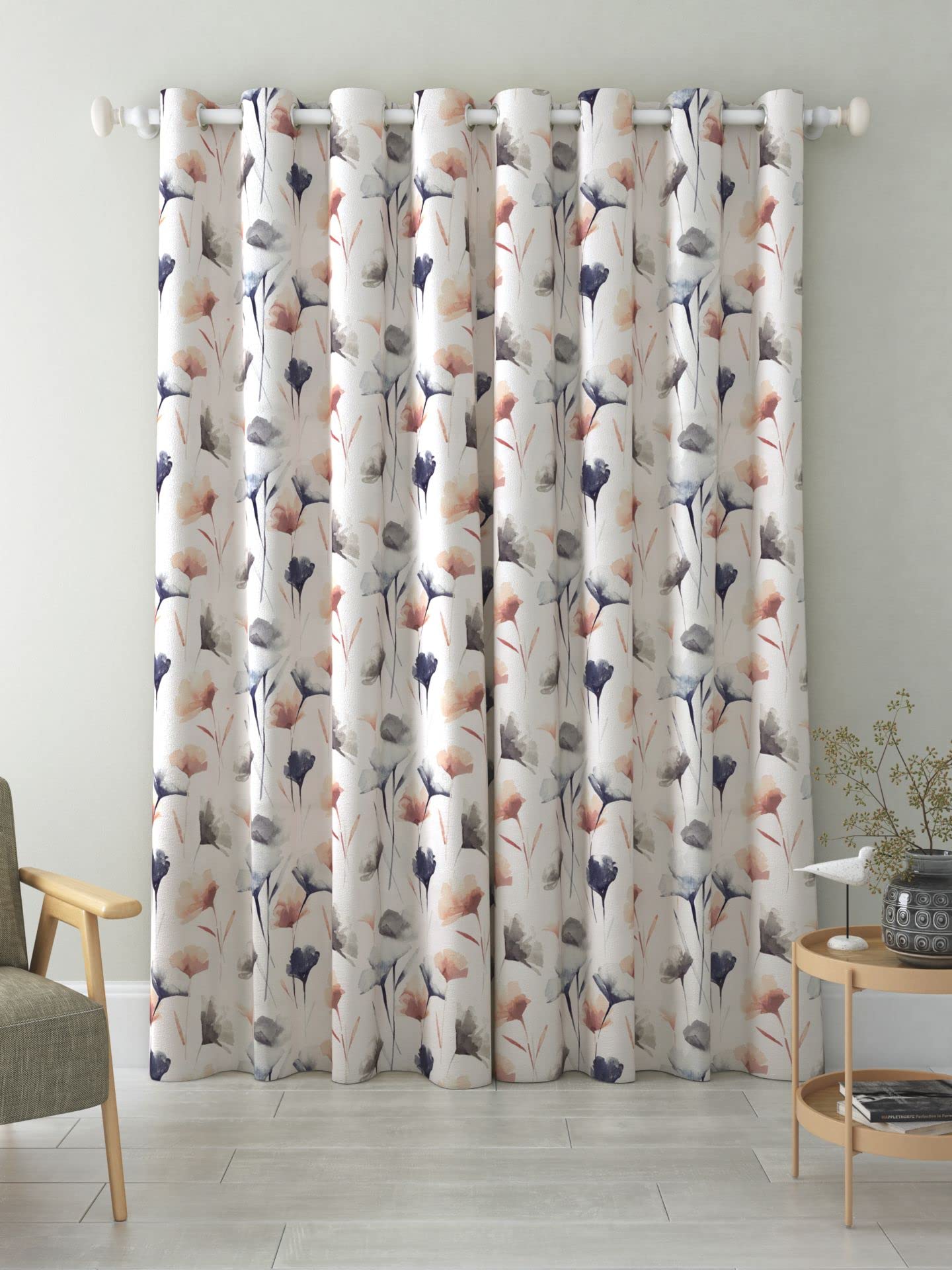 Linen Velvet Sabia Curtains-Modern Multi Colour Sheer Design-Steel Grommets -1 Piece