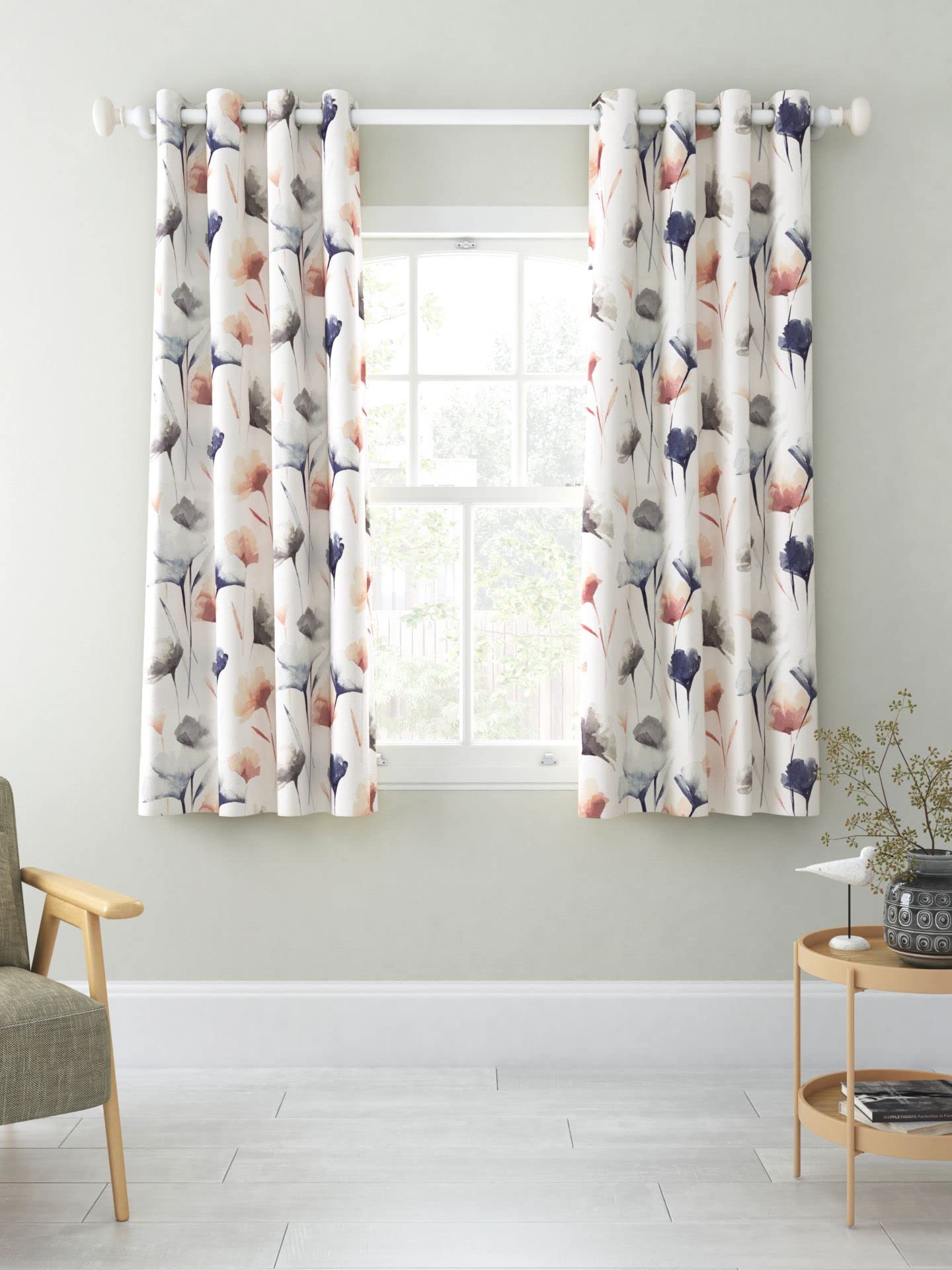 Linen Velvet Sabia Curtains-Modern Multi Colour Sheer Design-Steel Grommets -1 Piece