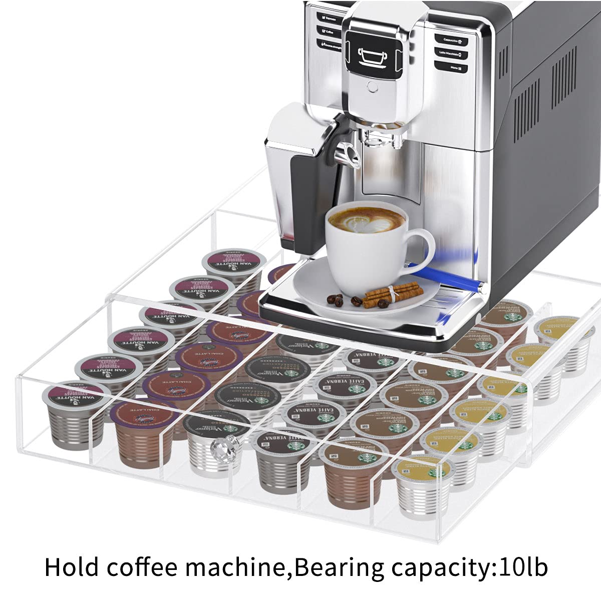 Acrylic K-Cup Holder with Drawer, Clear Pod Organizer Case, Holds up to 36 Capsules, Space-Saving Storage Drawer for Kitchen Counter, Coffee Station, and Office Use