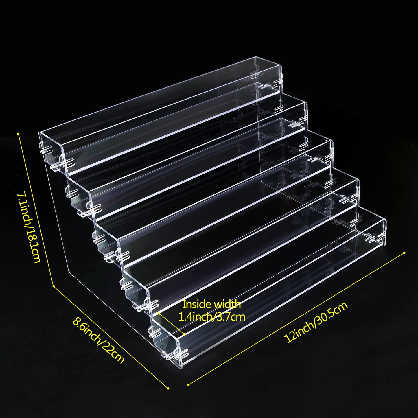 Acrylic 5-Tier Sunglasses Organizer, Clear Countertop Display Stand for Eyewear, Nail Polish, Makeup, or Essential Oils, Tool-Free Assembly, Shelf Storage for Home or Retail Use, Clear