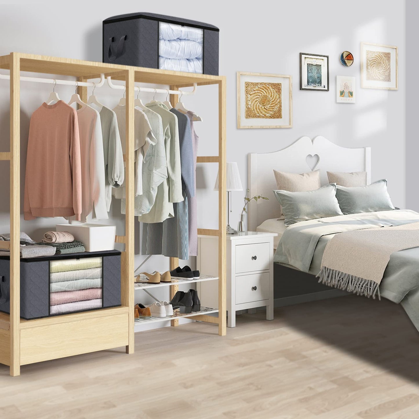 HomeHacks 2-Pack Foldable Storage Bag Organizer, Gray, 50L, Zipper Closure, Perfect for Bedding, Clothing, Seasonal Items