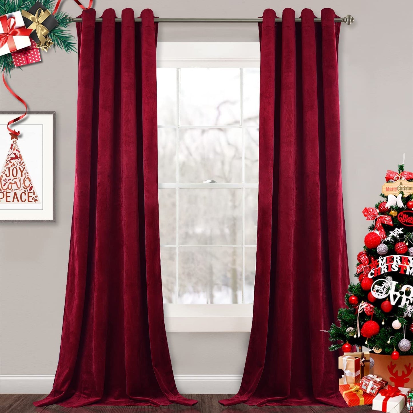 Elegant Velvet Curtains - Thermal Insulated Curtains for Living Room,steel Grommets - Light Blocking Shades - 2 panels