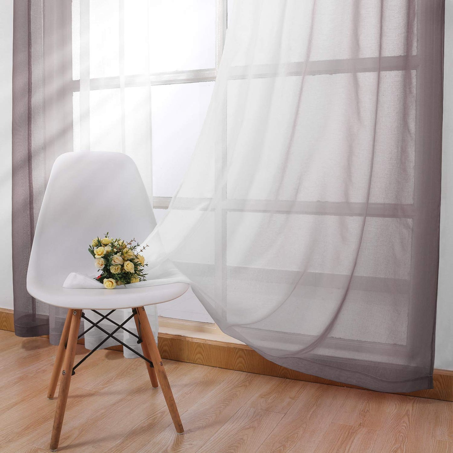 Modern Design Voile chiffon Curtains - Gradient colours- steel Grommets - 2 pieces - for living rooms and bedrooms