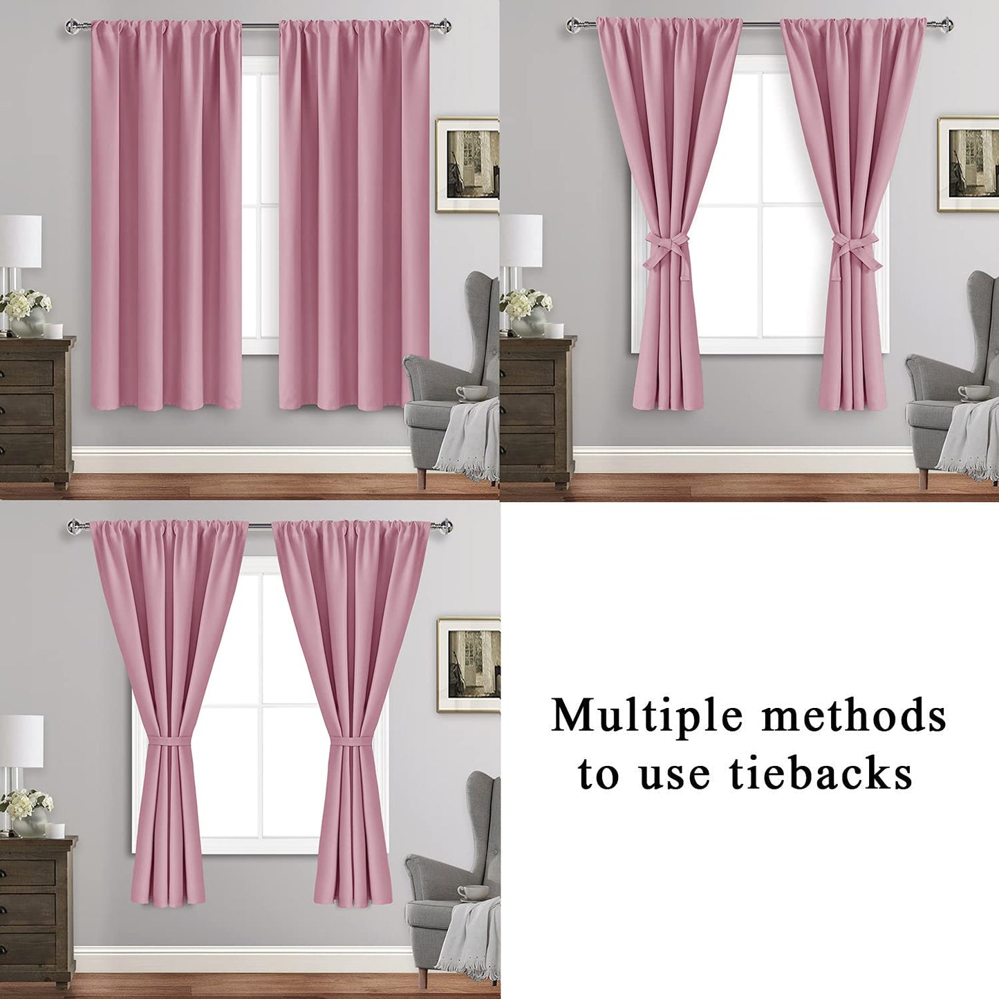 Blackout Curtains for Bedroom - Thermal Insulated Room Darkening Noise Reducing- cover pocket design - 1 panel with tie-pack