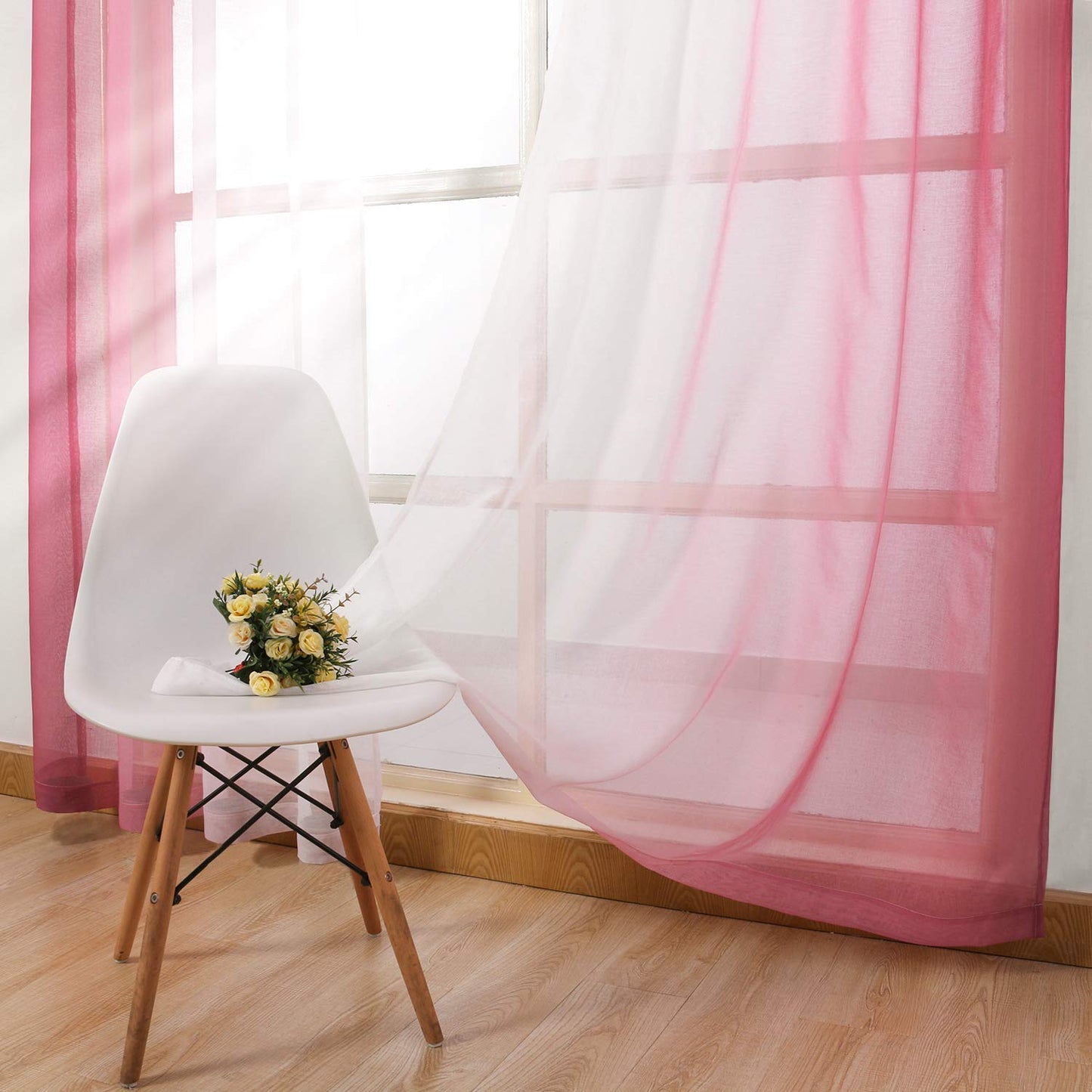 Modern Design Voile chiffon Curtains - Gradient colours- steel Grommets - 2 pieces - for living rooms and bedrooms