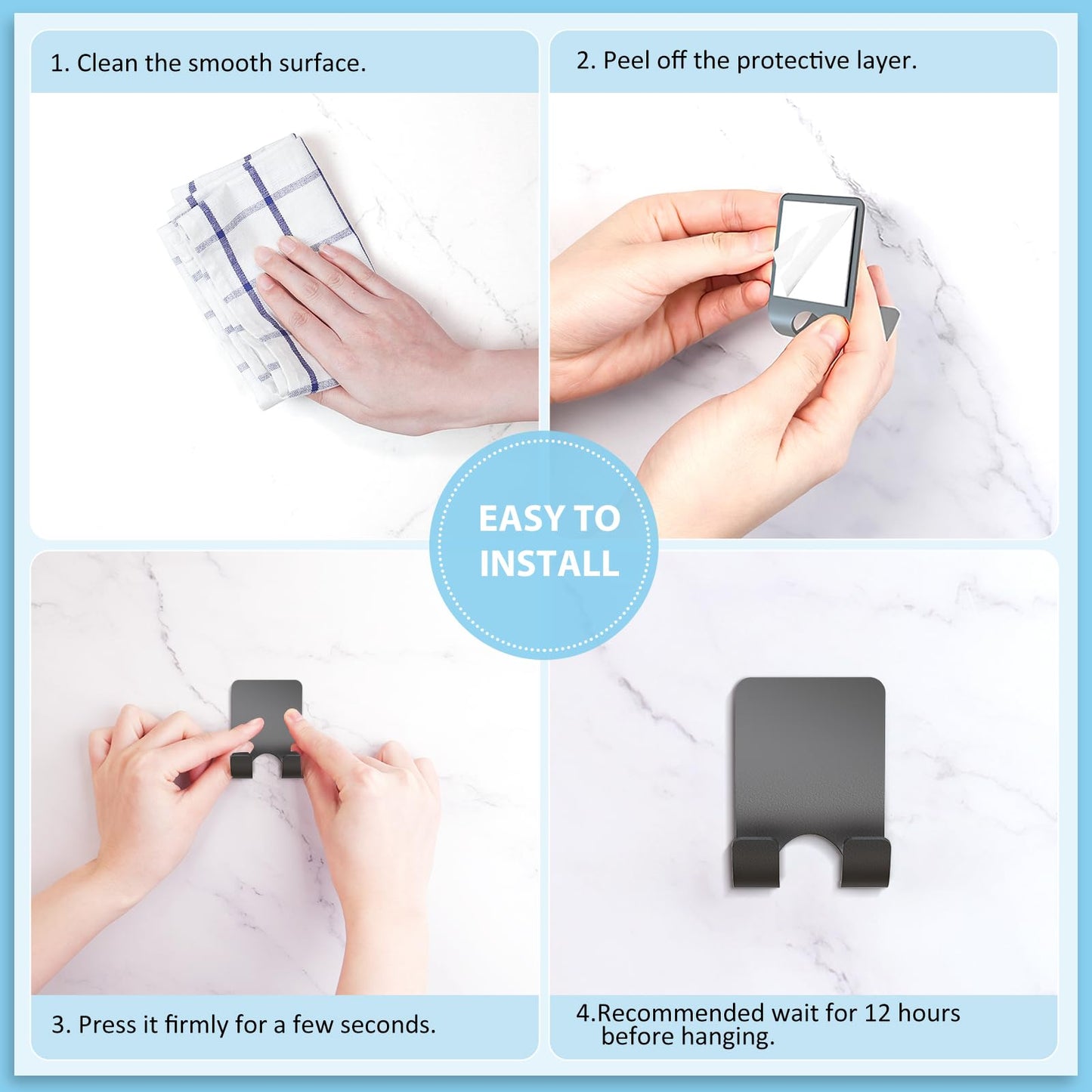 Clear Acrylic Adhesive Razor Holder Hooks 2 Pack, Waterproof His and Hers Shower Wall Organizer, Modern, For Bathroom and Bathtub Organization