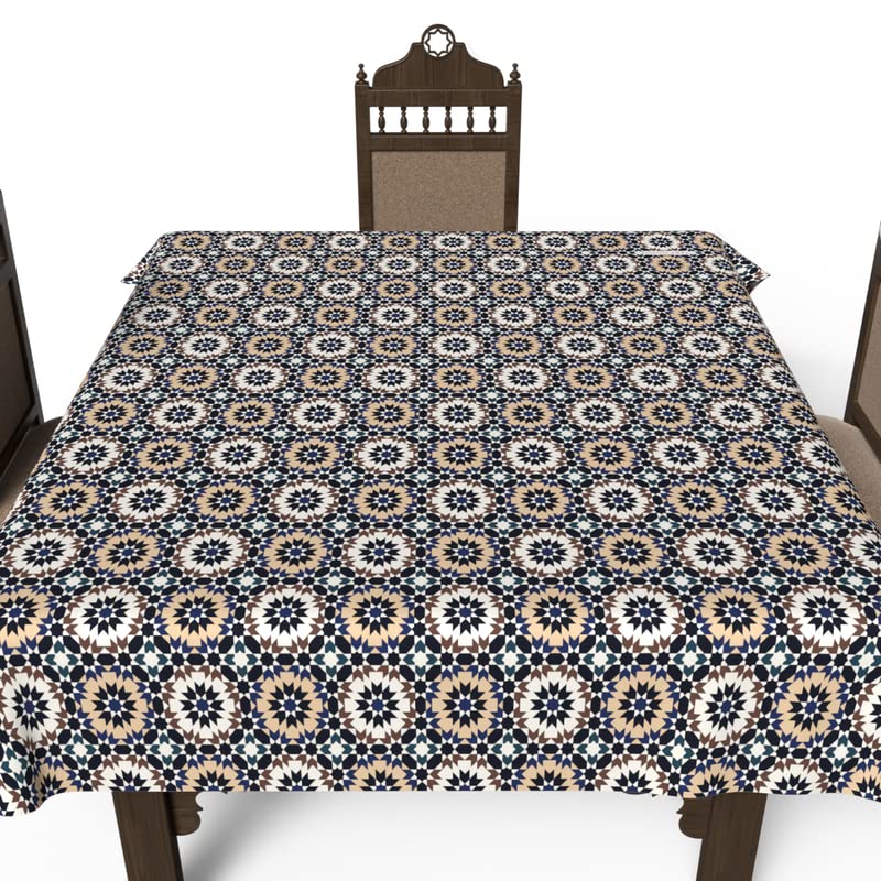 Islamic Kai Waterproof Tablecloth, a Multicolor 140x140 cm Square Table Cover made of Spillproof Polyester, a Unique and Artistic Stain-Resistant Protector for your Dining Experience