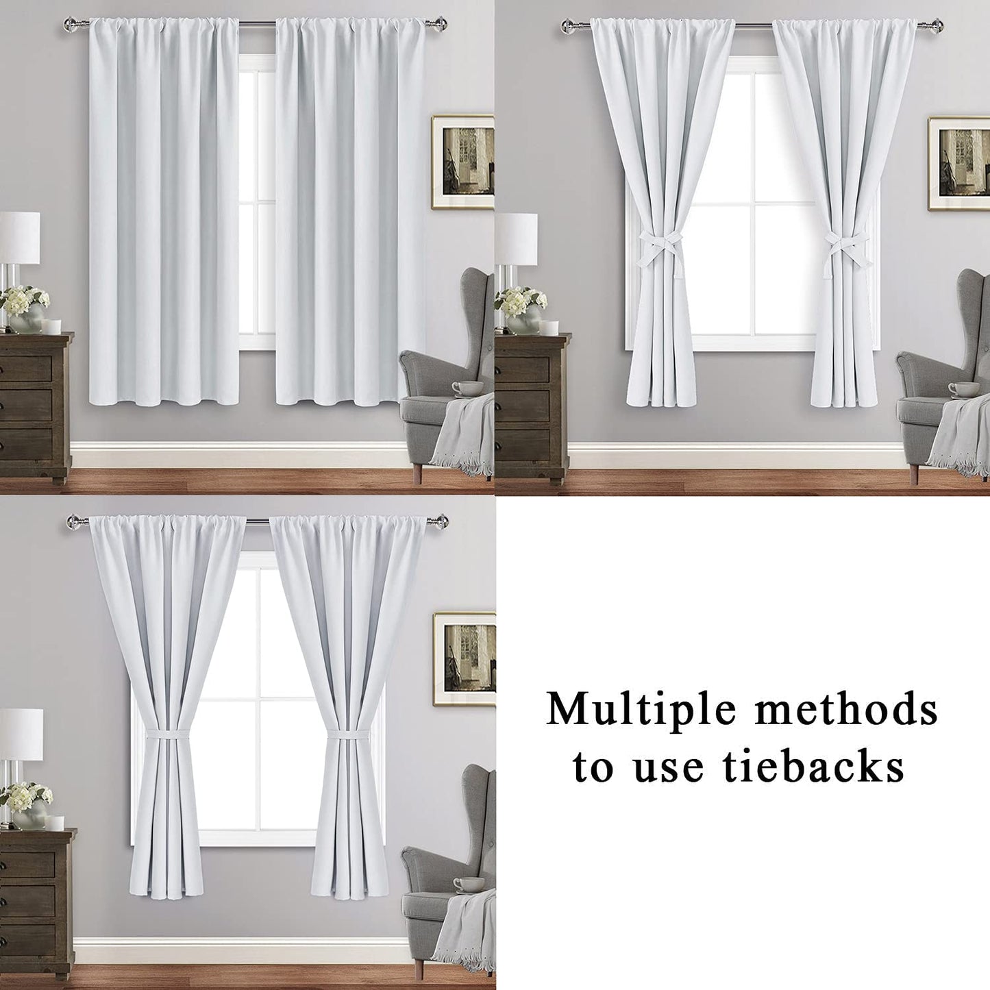 Blackout Curtains for Bedroom - Thermal Insulated Room Darkening Noise Reducing- cover pocket design - 1 panel with tie-pack