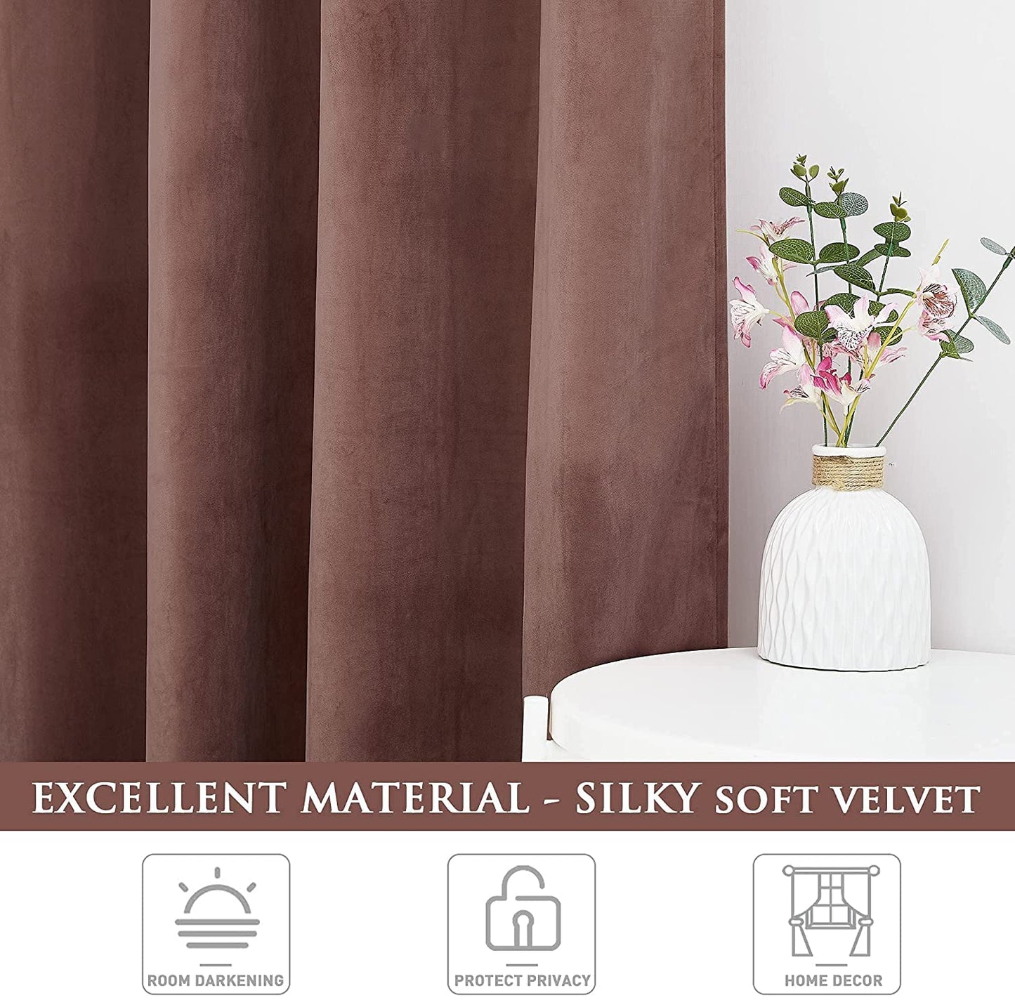 Elegant Velvet Curtains - Thermal Insulated Curtains for Living Room,steel Grommets - Light Blocking Shades - 2 panels