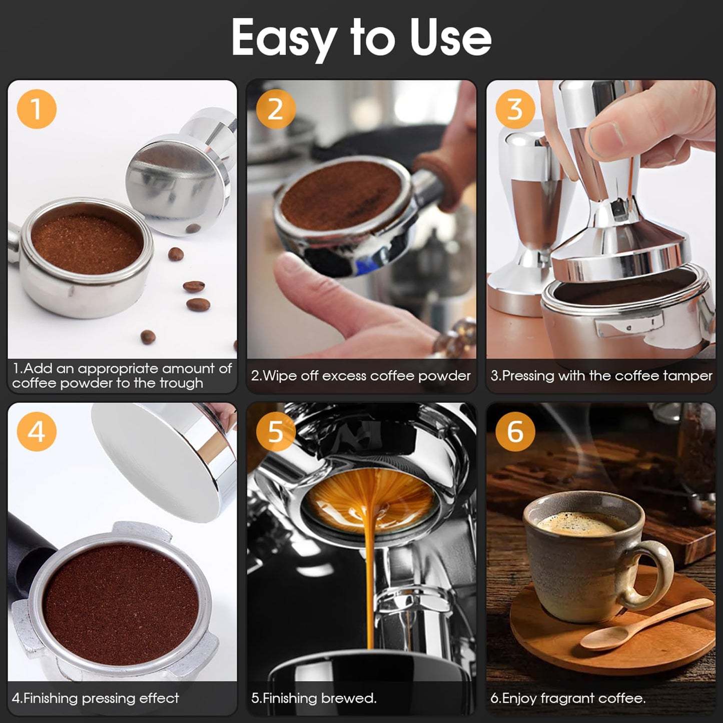 NIUAWASA Espresso Coffee Tamper 51mm Powder Press Hand Tool Stainless Steel Coffee Grounds Tamper Compatible with 51 mm Portafilter Basket for Barista Home Commercial Use Universal