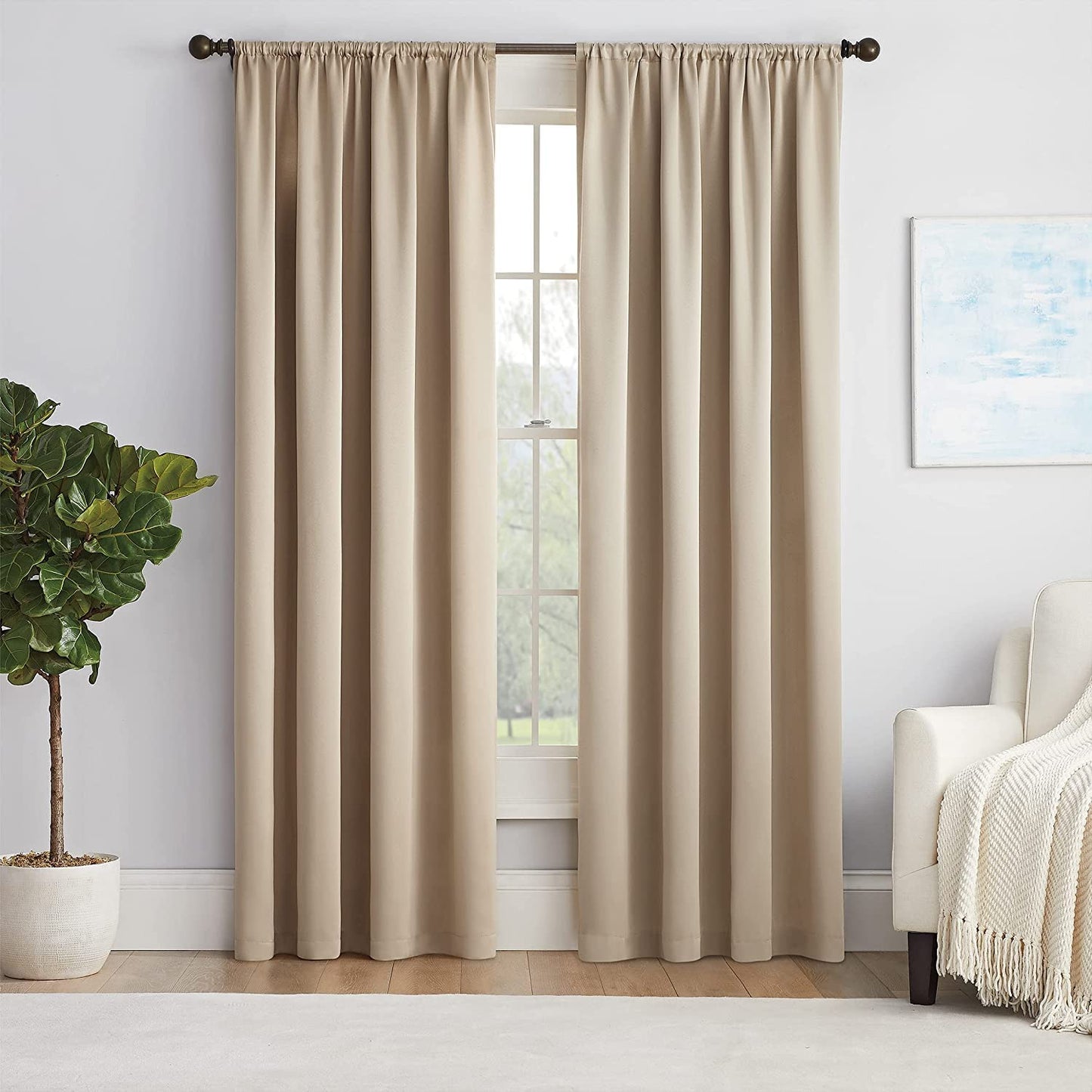 Blackout Curtains for Bedroom - Thermal Insulated Room Darkening Noise Reducing- cover pocket design - 1 panel with tie-pack