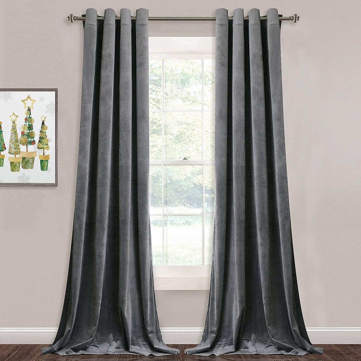 Elegant Velvet Curtains - Thermal Insulated Curtains for Living Room,steel Grommets - Light Blocking Shades - 2 panels