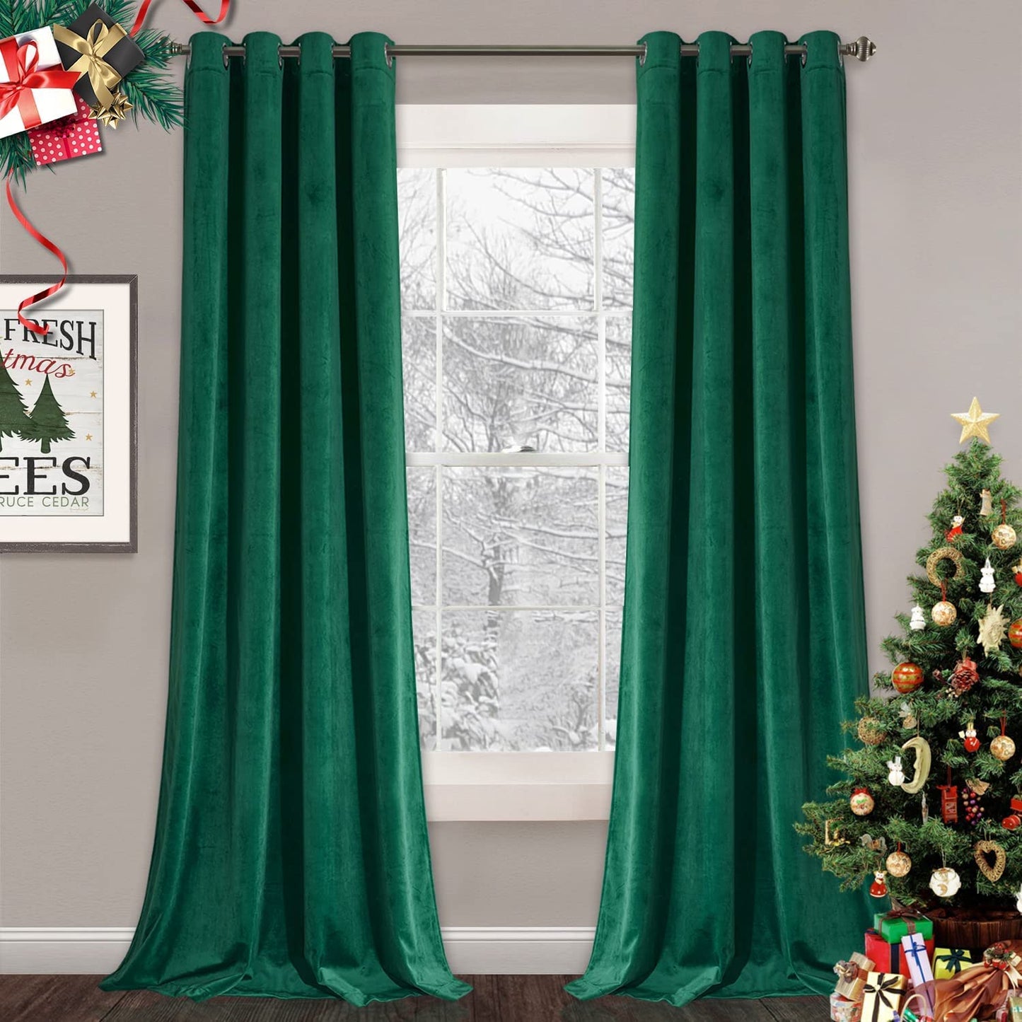 Elegant Velvet Curtains - Thermal Insulated Curtains for Living Room,steel Grommets - Light Blocking Shades - 2 panels