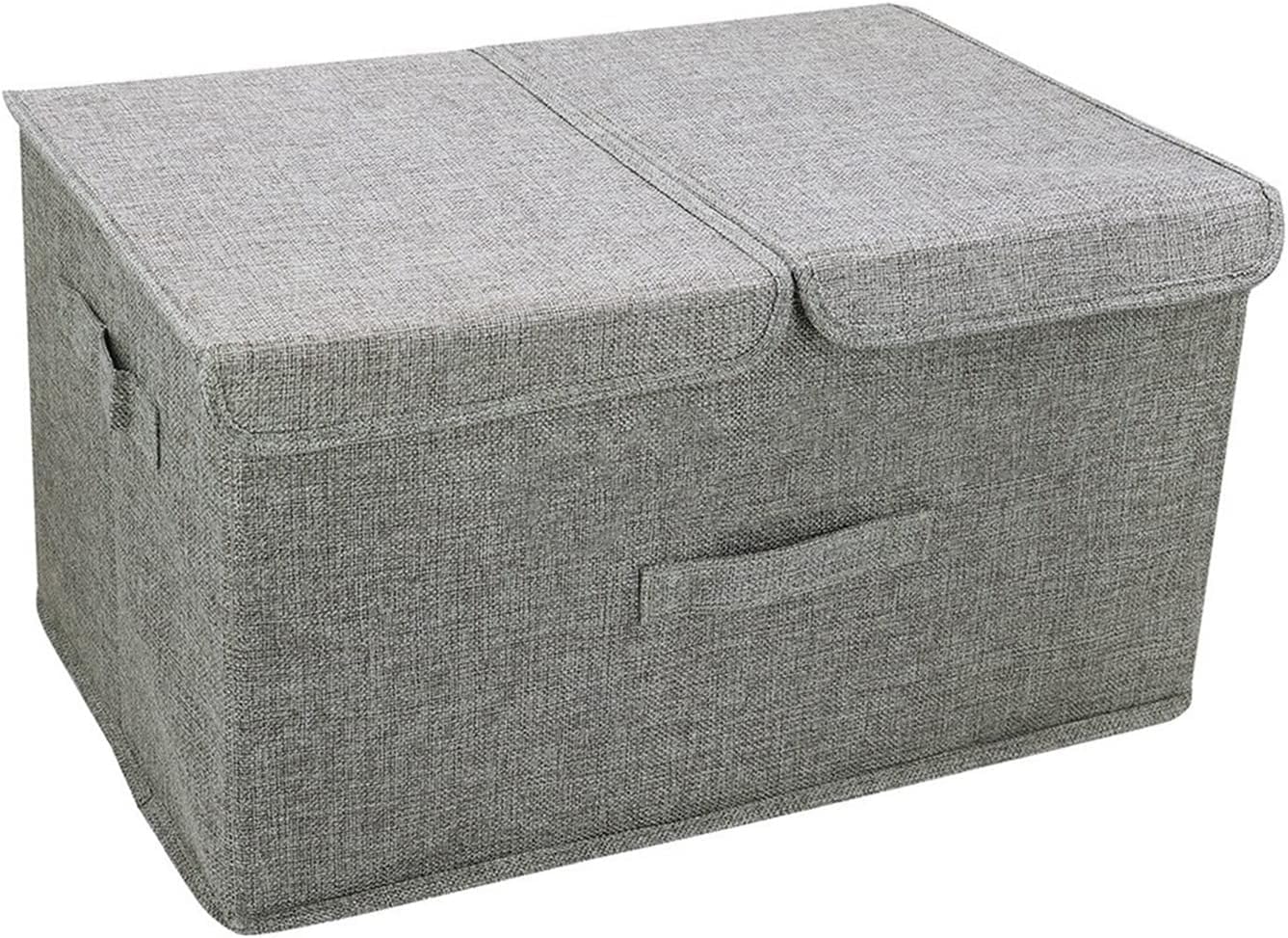 Fabric Clothes Organizer – Large Foldable Linen Storage Box with Strong Handles, Removable Divider,Durable & Spacious Closet Solution – Grey
