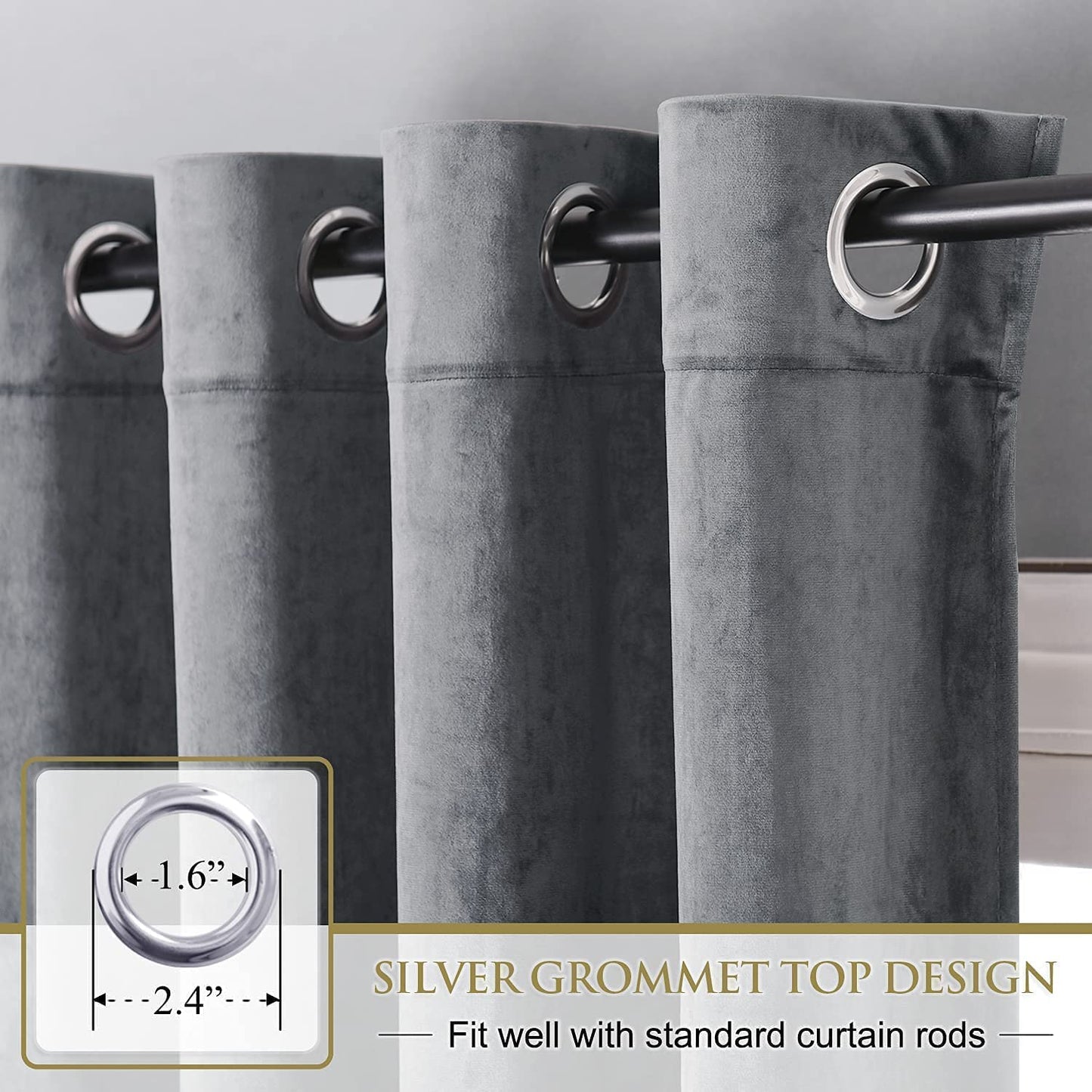 Elegant Velvet Curtains - Thermal Insulated Curtains for Living Room,steel Grommets- 1 panels