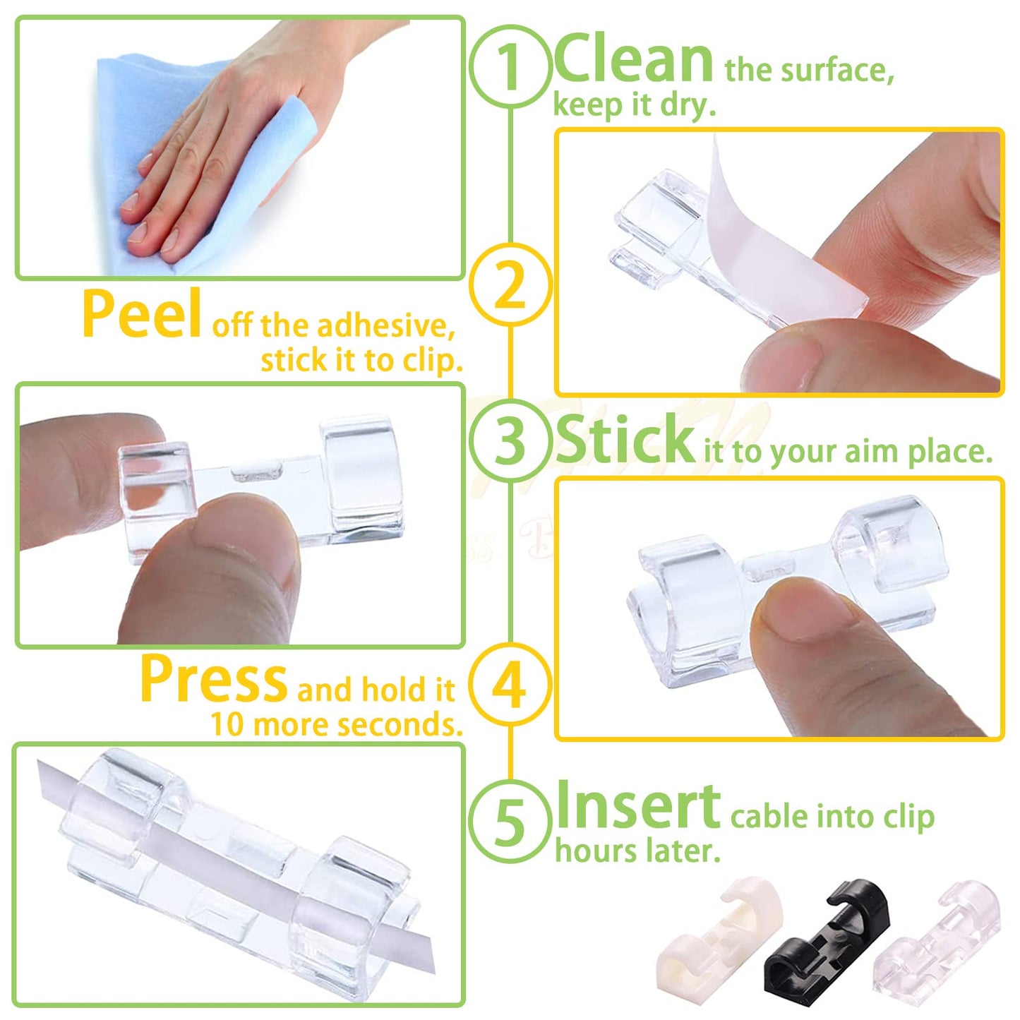 SETHAN Cable Clips, 40Pcs Self-Adhesive Wire Clips, Durable Multifunctional Cord Holder Wire Organizer, Premium Sticky Acrylic Adhesiver Cord Clips for Home Office Car TV PC Laptop Desktop Management