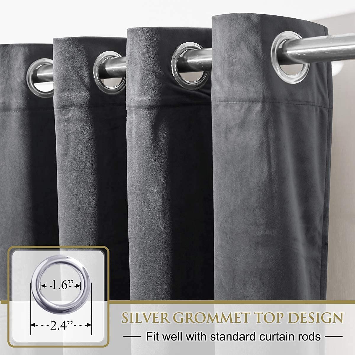 Elegant Velvet Curtains - Thermal Insulated Curtains for Living Room,steel Grommets - Light Blocking Shades - 2 panels