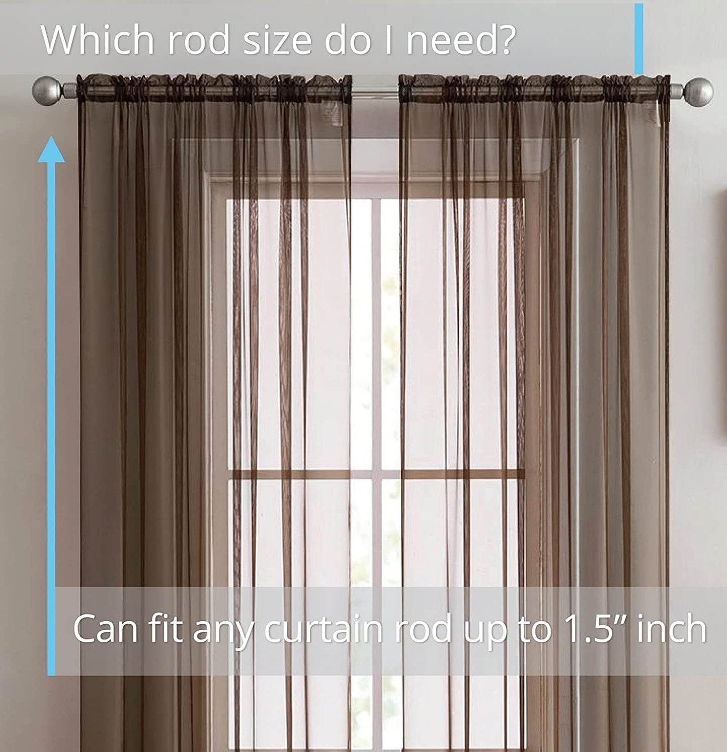 Elegant Voile Chiffon Curtains - Rod Pocket Design - Luxury Soft Fabric 1 Panel