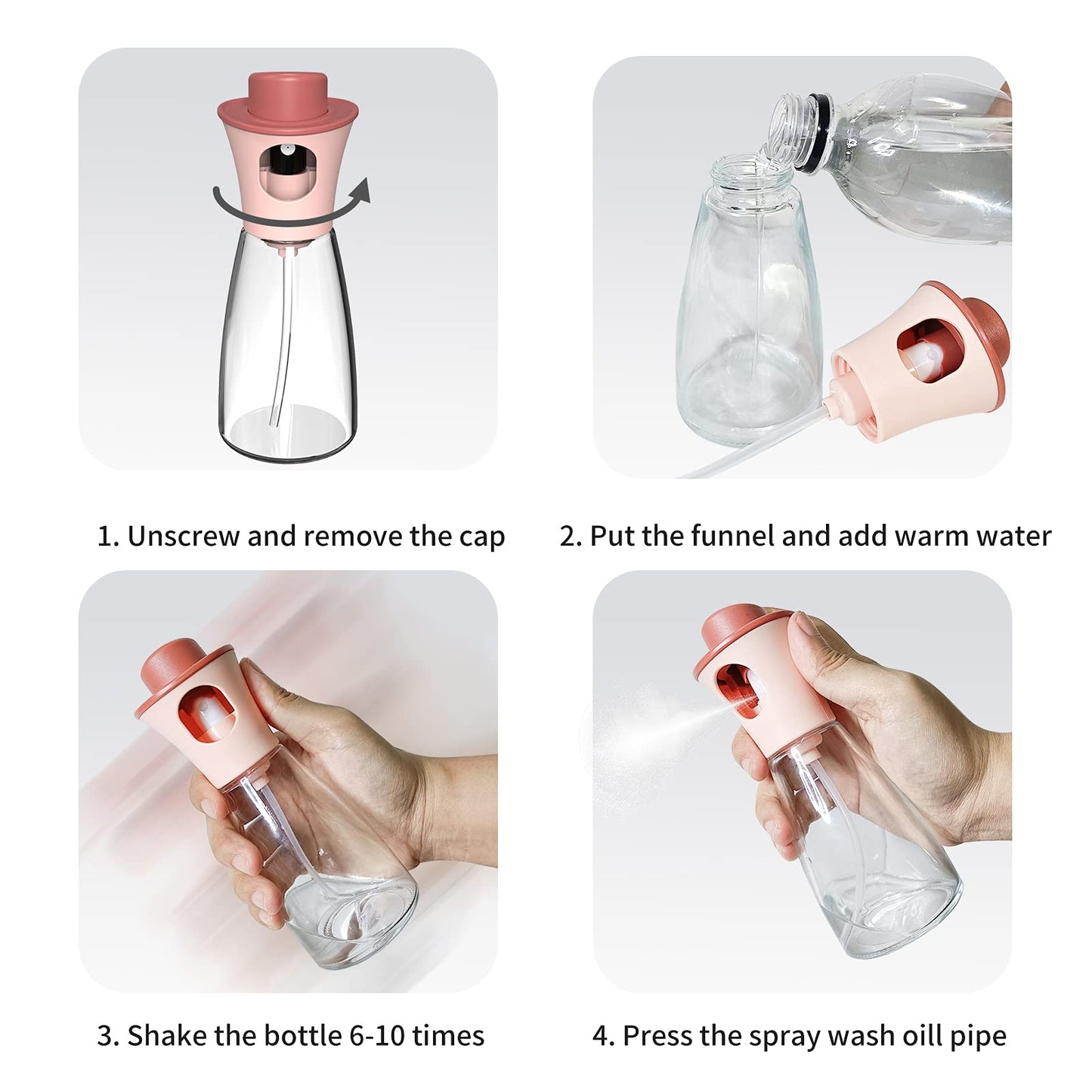 بخاخ زيت الزيتون للطهي، موزع زيت غذائي خالٍ من مادة BPA، زجاجة بخاخ للقلاية الهوائية، الخبز، التحميص، الشواء، وتتبيلة السلطة، 180 مل