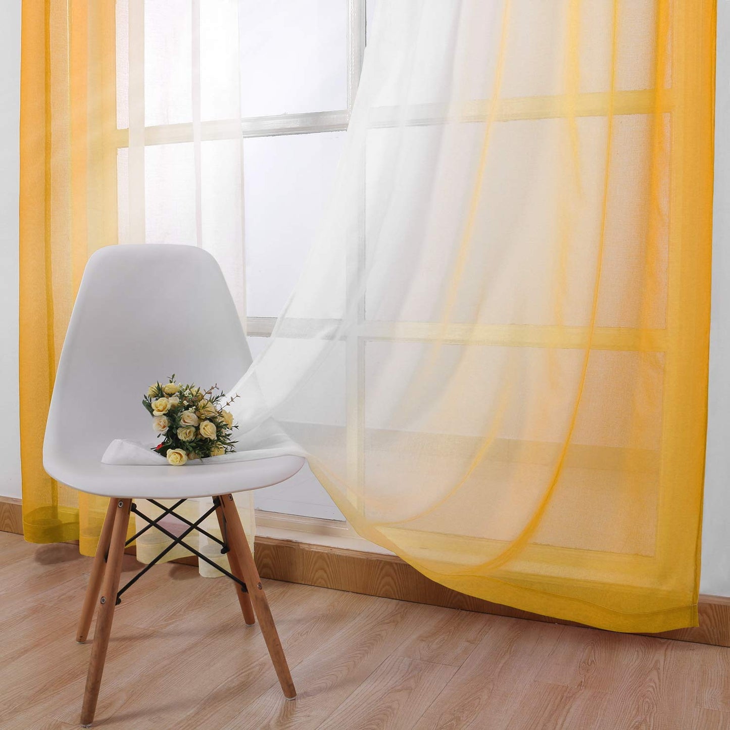 Modern Design Voile chiffon Curtains - Gradient colours- steel Grommets - 2 pieces - for living rooms and bedrooms