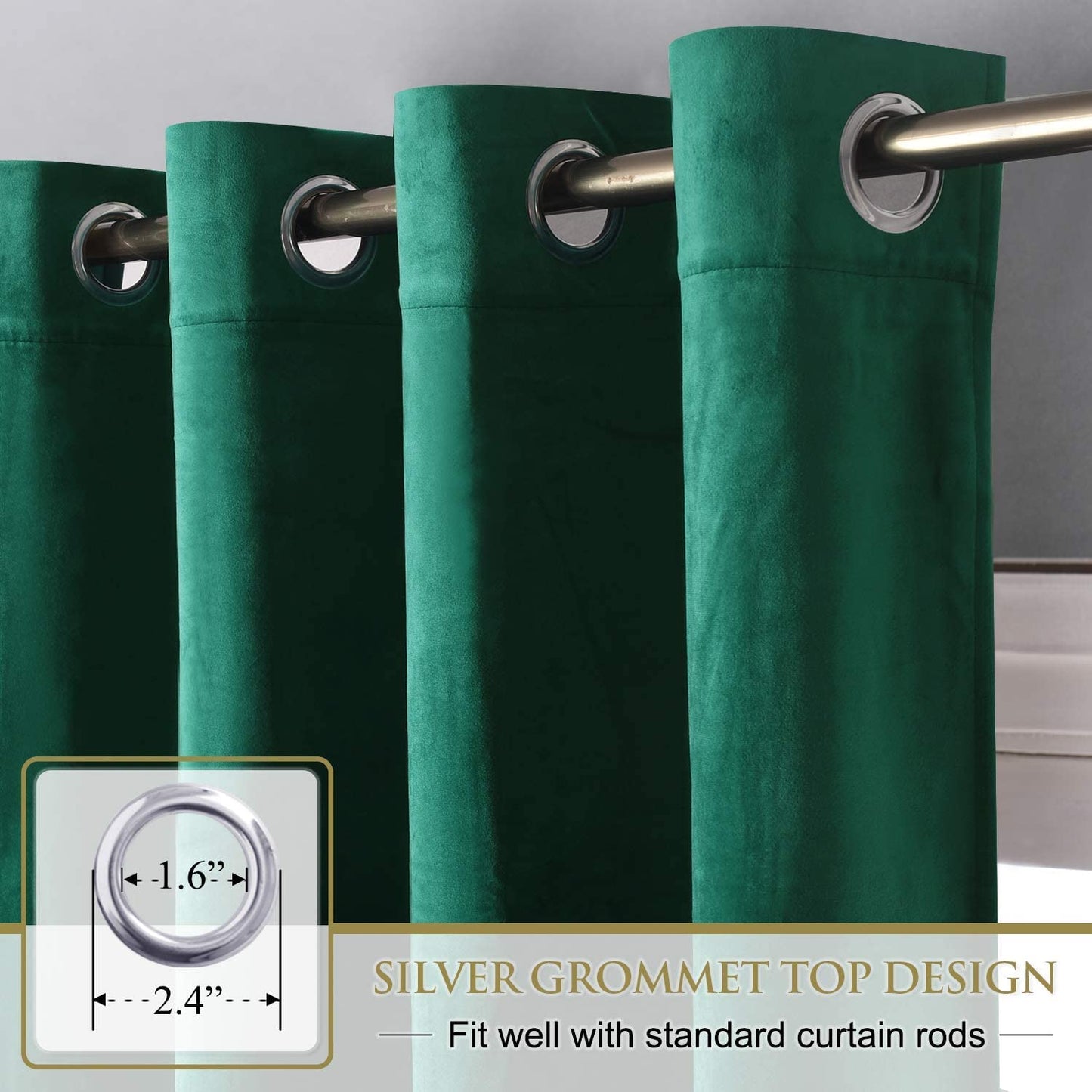 Elegant Velvet Curtains - Thermal Insulated Curtains for Living Room,steel Grommets - Light Blocking Shades - 2 panels