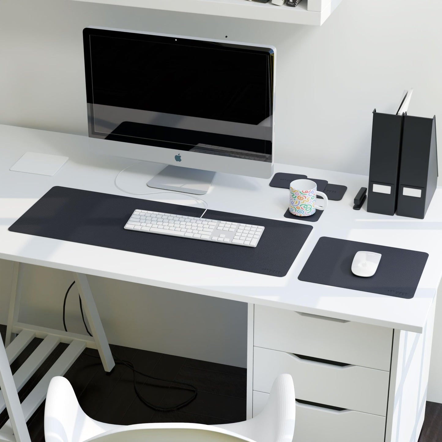 Leather Office Set - Premium Faux Leather Desk Accessories with Elegant Detailing, Perfect for Organizing Home Office or Professional Workspace
