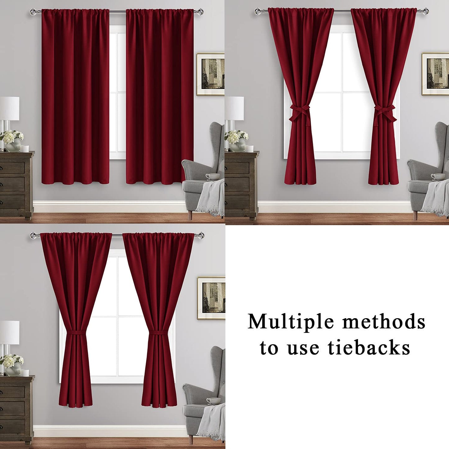 Blackout Curtains for Bedroom - Thermal Insulated Room Darkening Noise Reducing- cover pocket design - 1 panel with tie-pack
