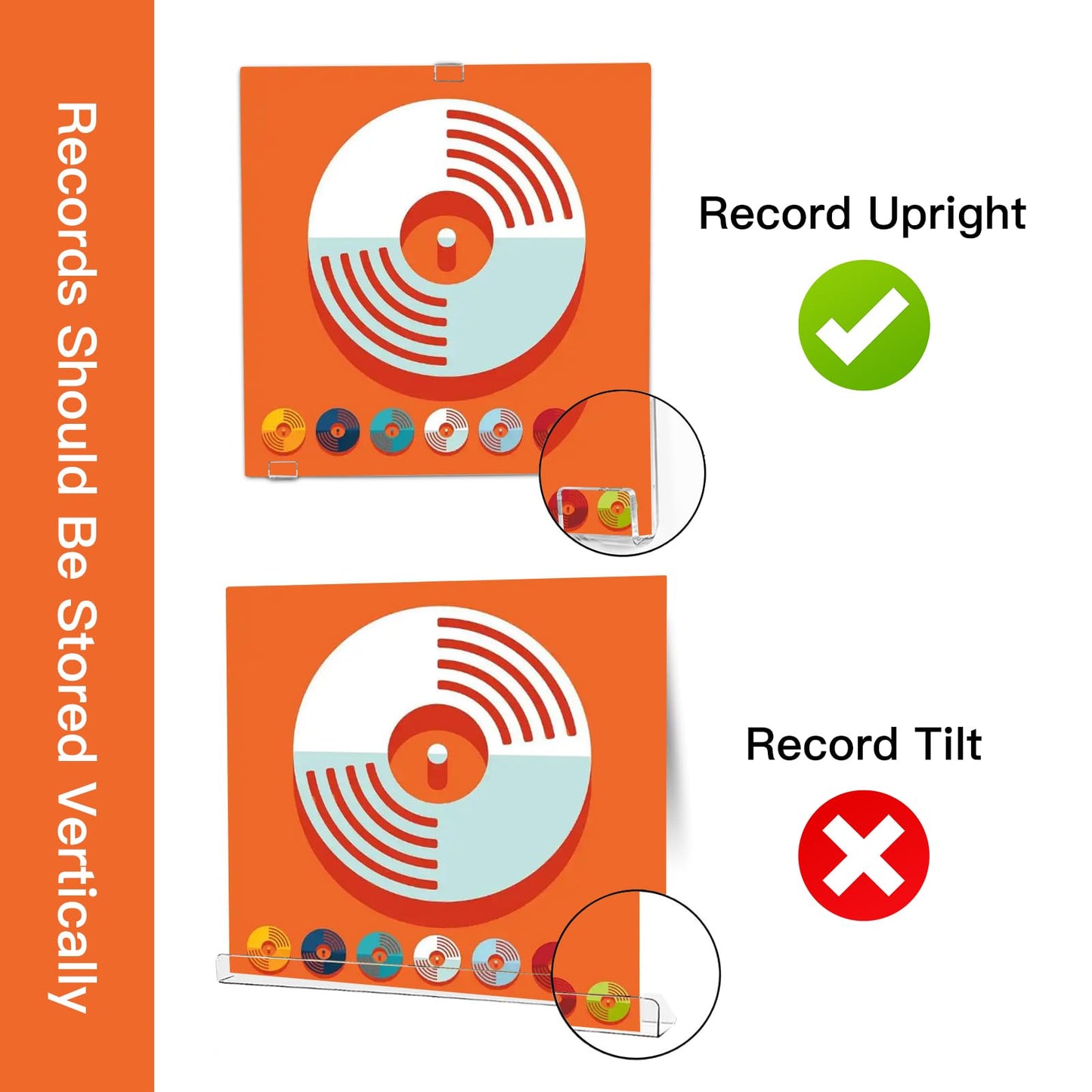 Clear Acrylic Vinyl Record Display Shelves, 4 Sets (12 Pcs) Wall Mount Album Cover Holder with Adhesive Tape, No-Screw Music Organizer for Double LP Home Decor & Now Playing Stand