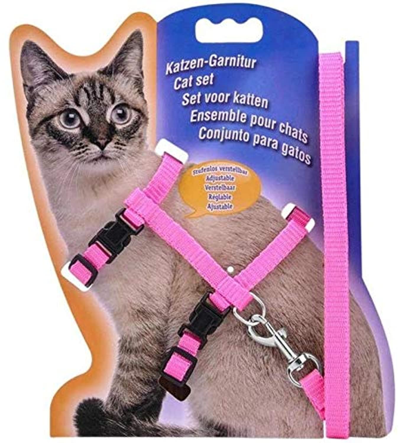 BNEW Cat harness belt traction rope leash safety collar pink color