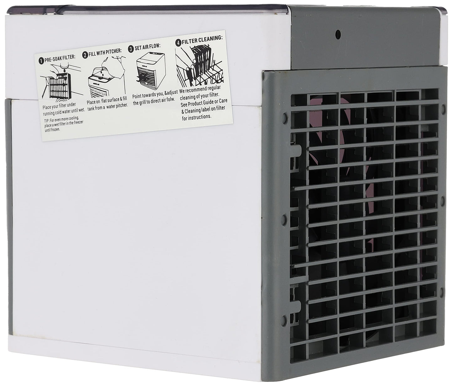 Personal Air Cooler, Portable Air Conditioner, Humidifier, Purifier, Aroma Diffuser 4 IN 1 Evaporation Cooler with 3 Speed, Mini Cooling Desktop Fan for Camping Tent, Office