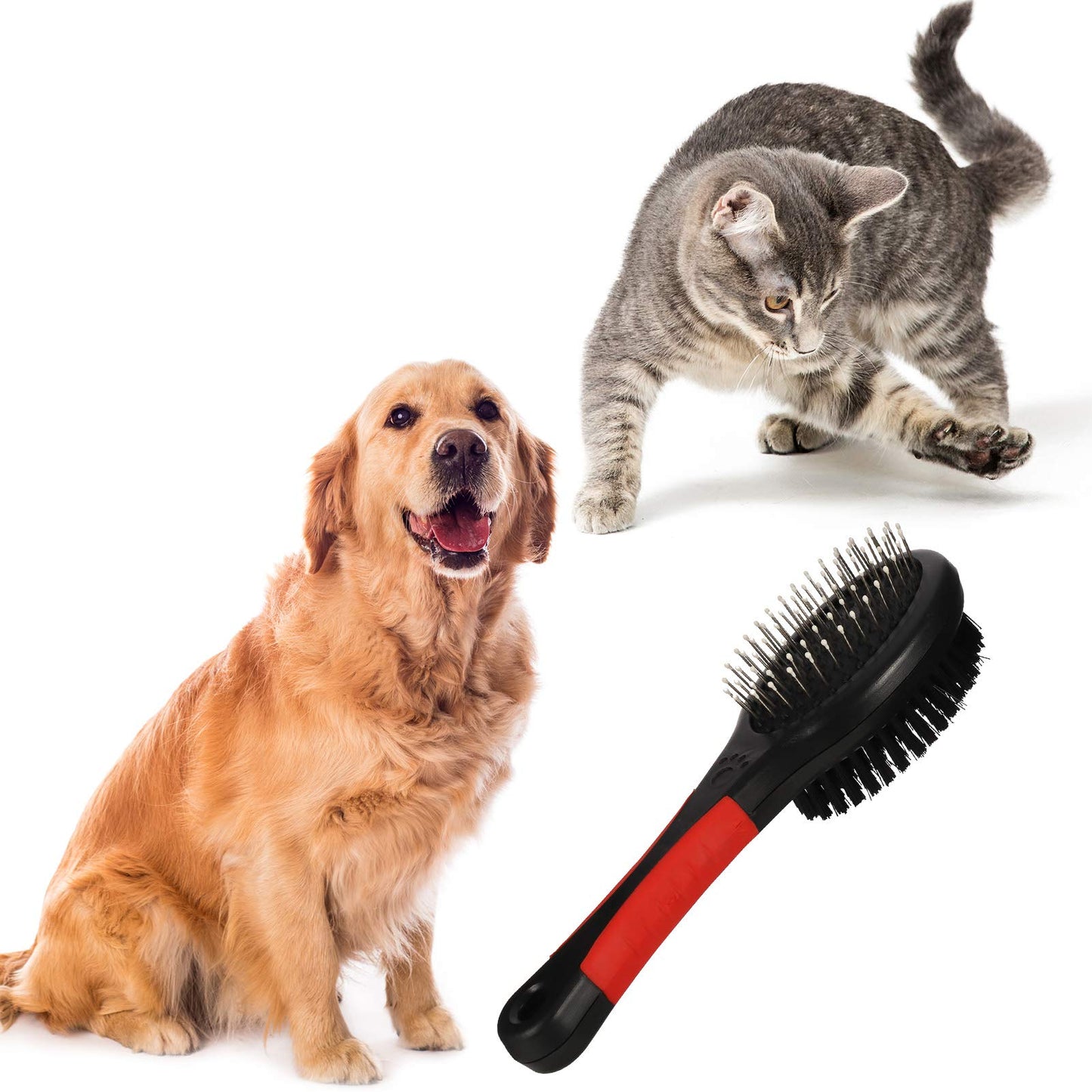 tao pipe Dog Brush Double Sided Dog Comb Dog Grooming Brush Cat Bath Brush Comb Slicker Massage Brush for Dogs & Cats Short and Long Hair