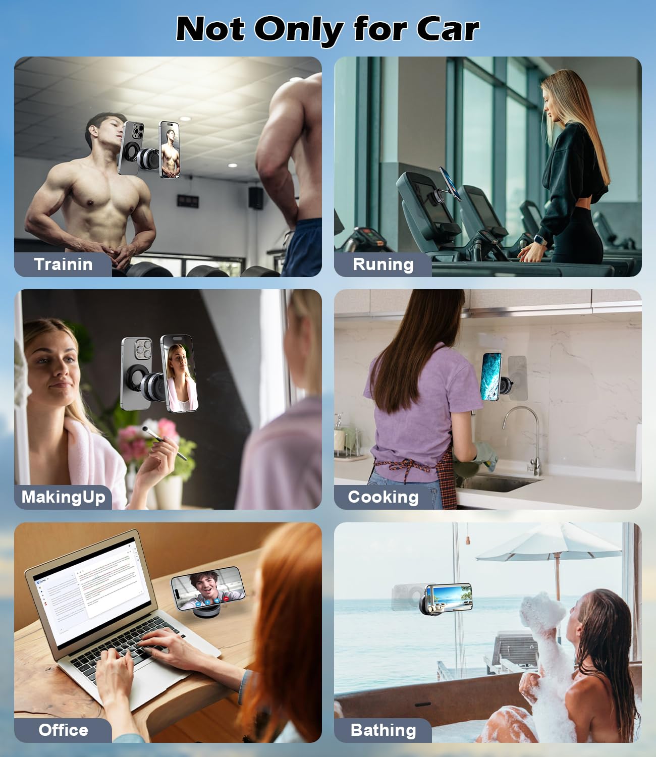 ALAFLY Car Mobile Phone Holder with Vacuum Suction Cup, Compatible with MagSafe, 360° Adjustable and Foldable Magnetic Phone Holder for Car/Windshield/Glass/Any Smooth Surface - Black