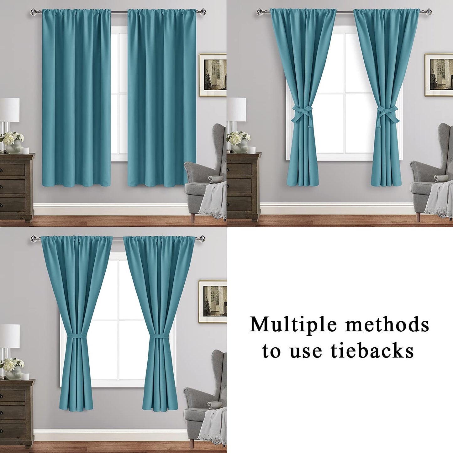 Blackout Curtains for Bedroom - Thermal Insulated Room Darkening Noise Reducing- cover pocket design - 1 panel with tie-pack