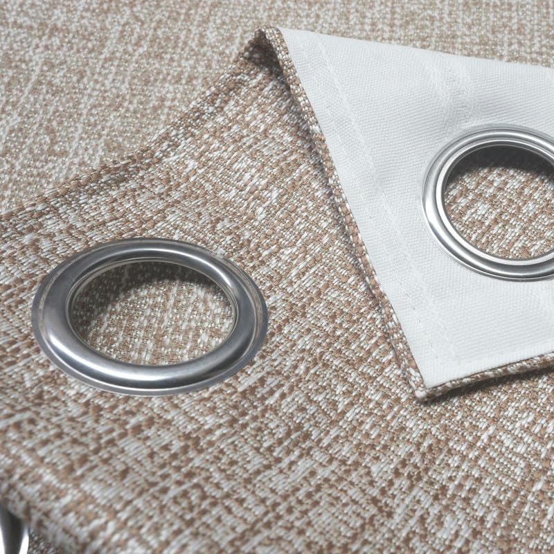 Natural Linen Curtains & Drapes with Steel Grommets, providing Semi-Sheer privacy and Light Filtering for Bedroom-Living Room. 2 Pieces