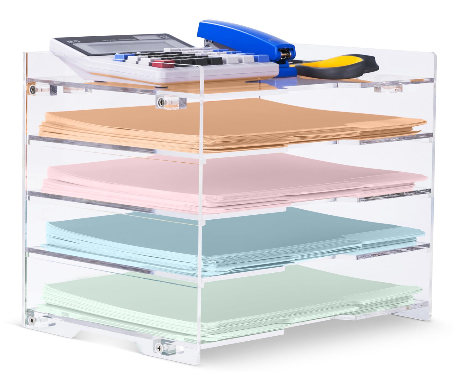 Clear Acrylic File Paper and Letter Tray, Office Supplies Desk Organizer for Folders and Documents, for Home, School, Desktop Organization and Decor