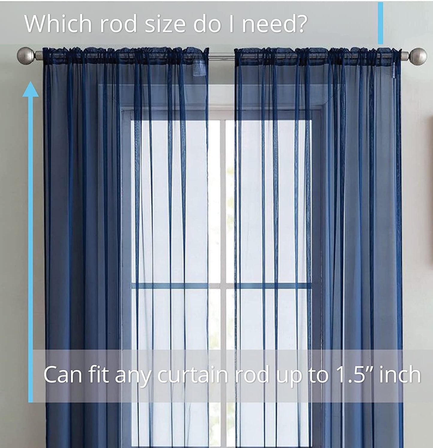 Elegant Voile Chiffon Curtains - Rod Pocket Design - Luxury Soft Fabric 1 Panel