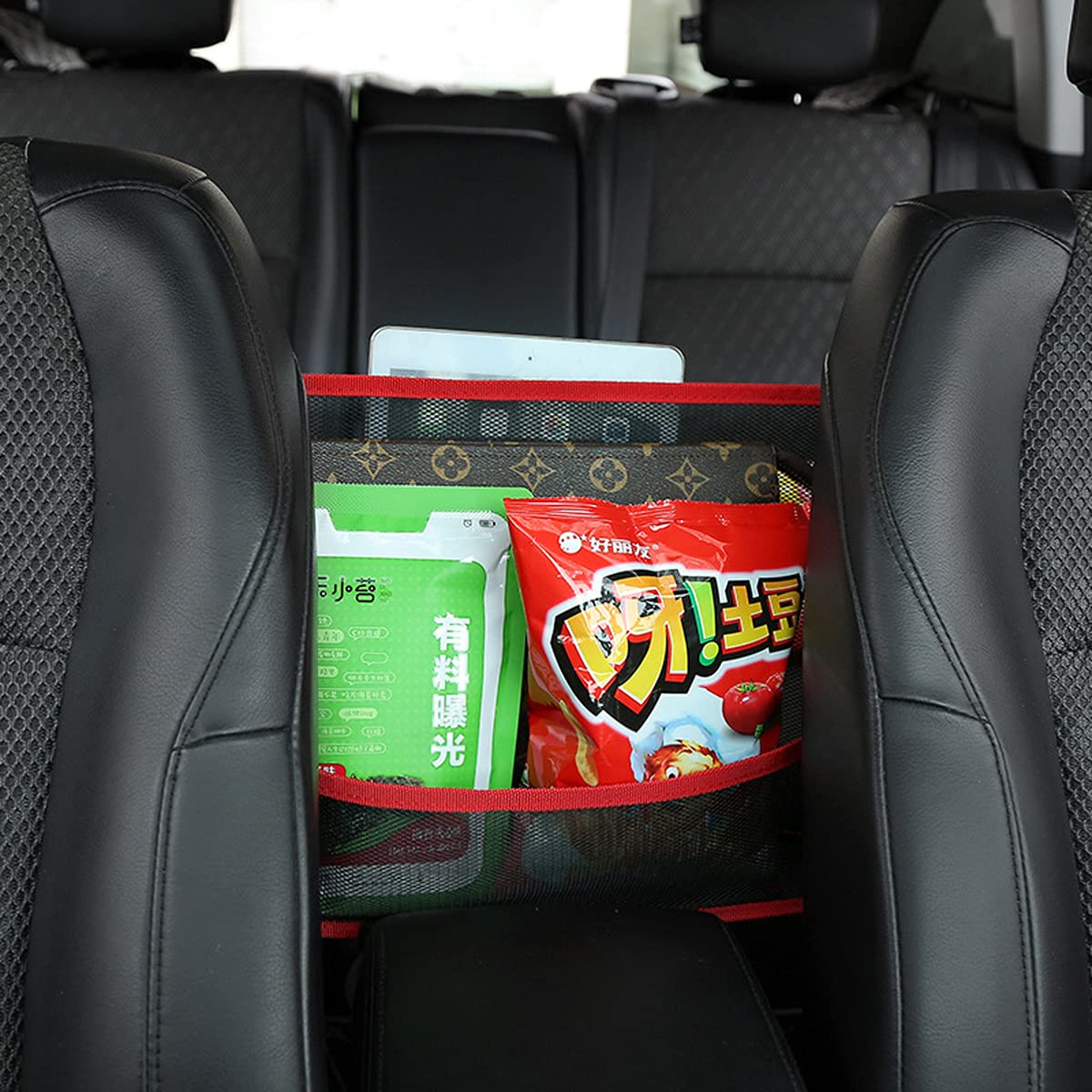 Car Net Pocket Handbag Holder 2 Pcs Car Mesh Organizer Seat Back Net Bag Car Seat Gap Mesh Handbag Holder Multifunctional Car Storage Bag, for Snacks/Wallets/Drinks/Mobile Phones